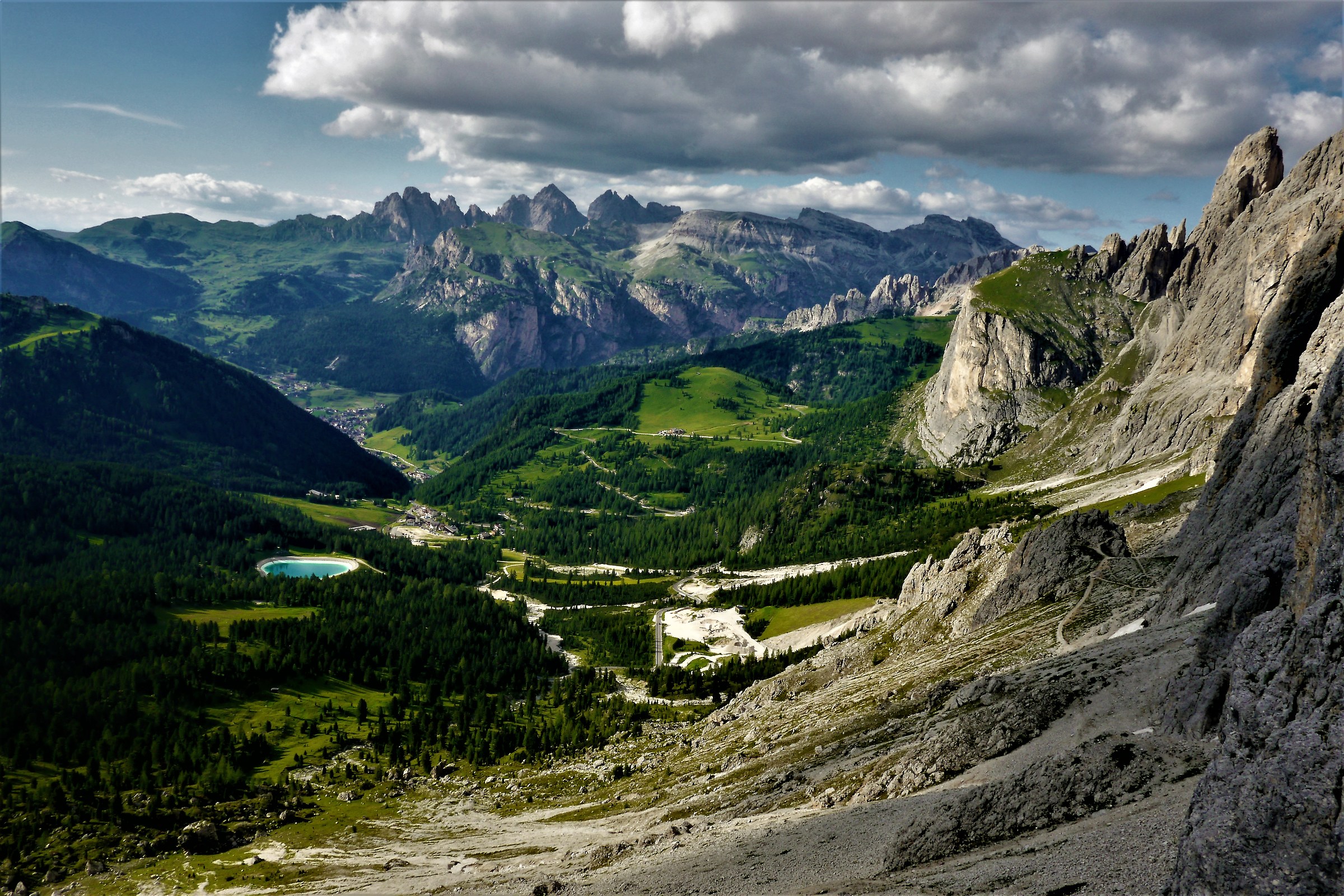 Val Gardena from the top of the IV Sella tower