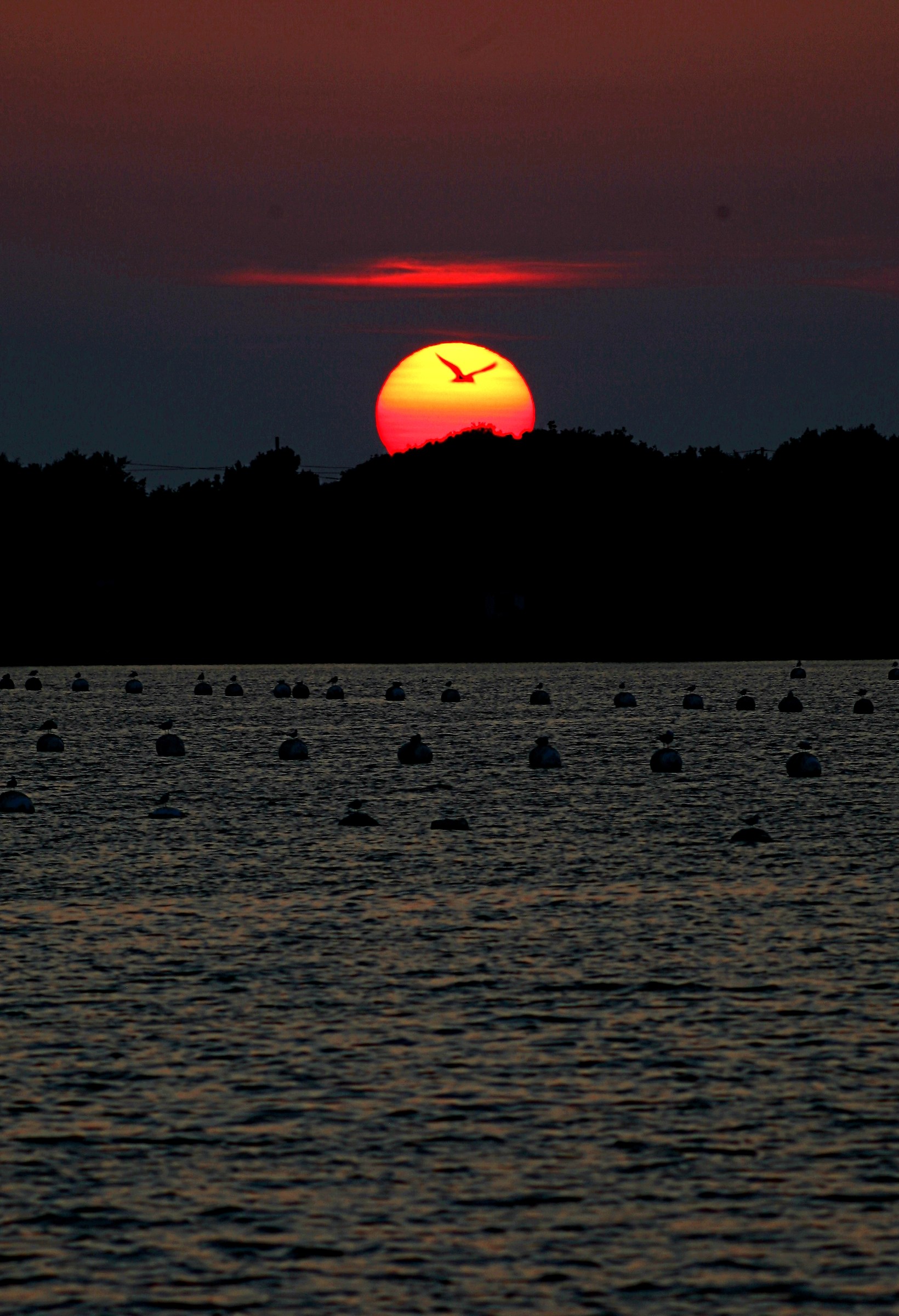 tramonto sul lago Fusaro