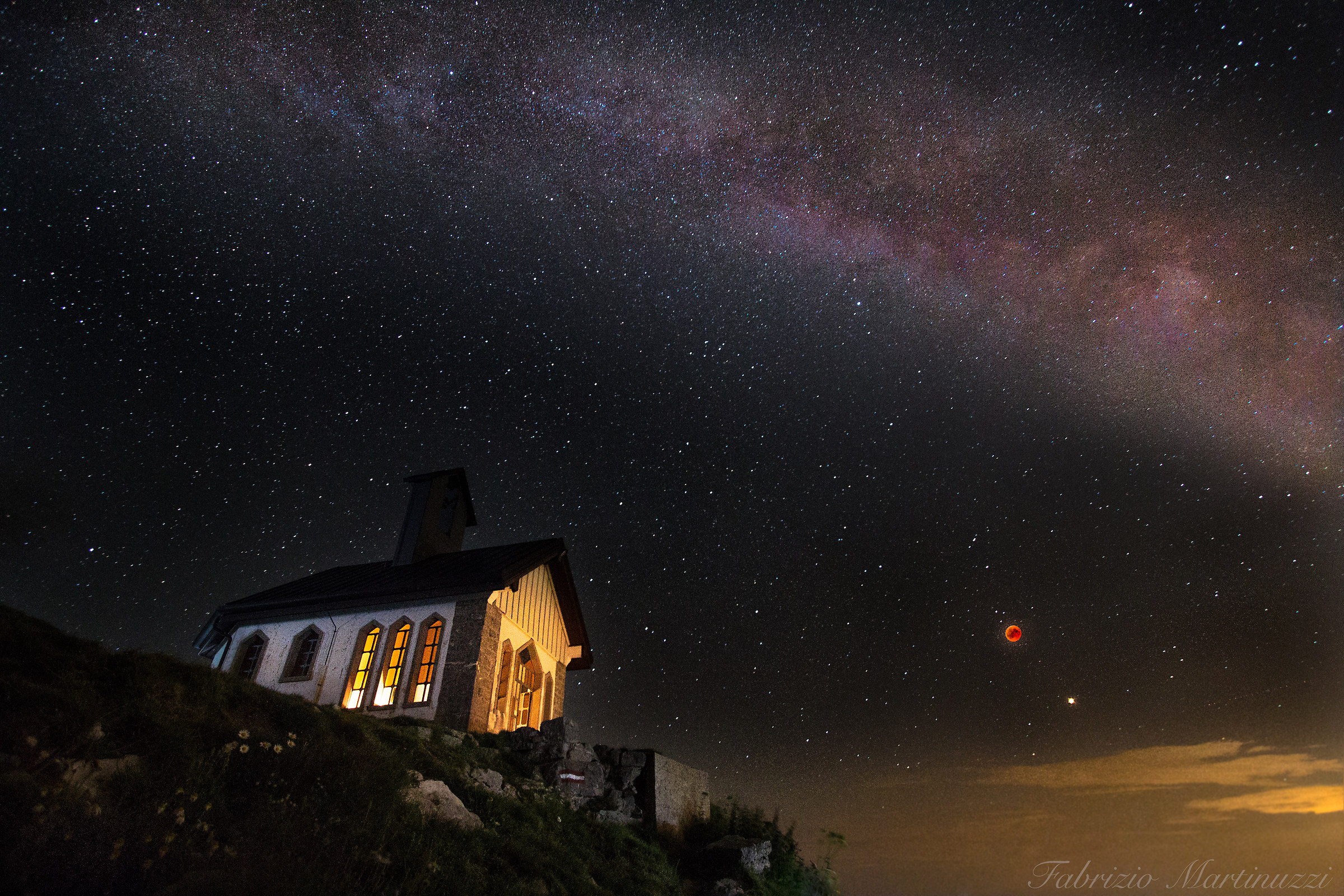 Lunar eclipse from Mount Matajur