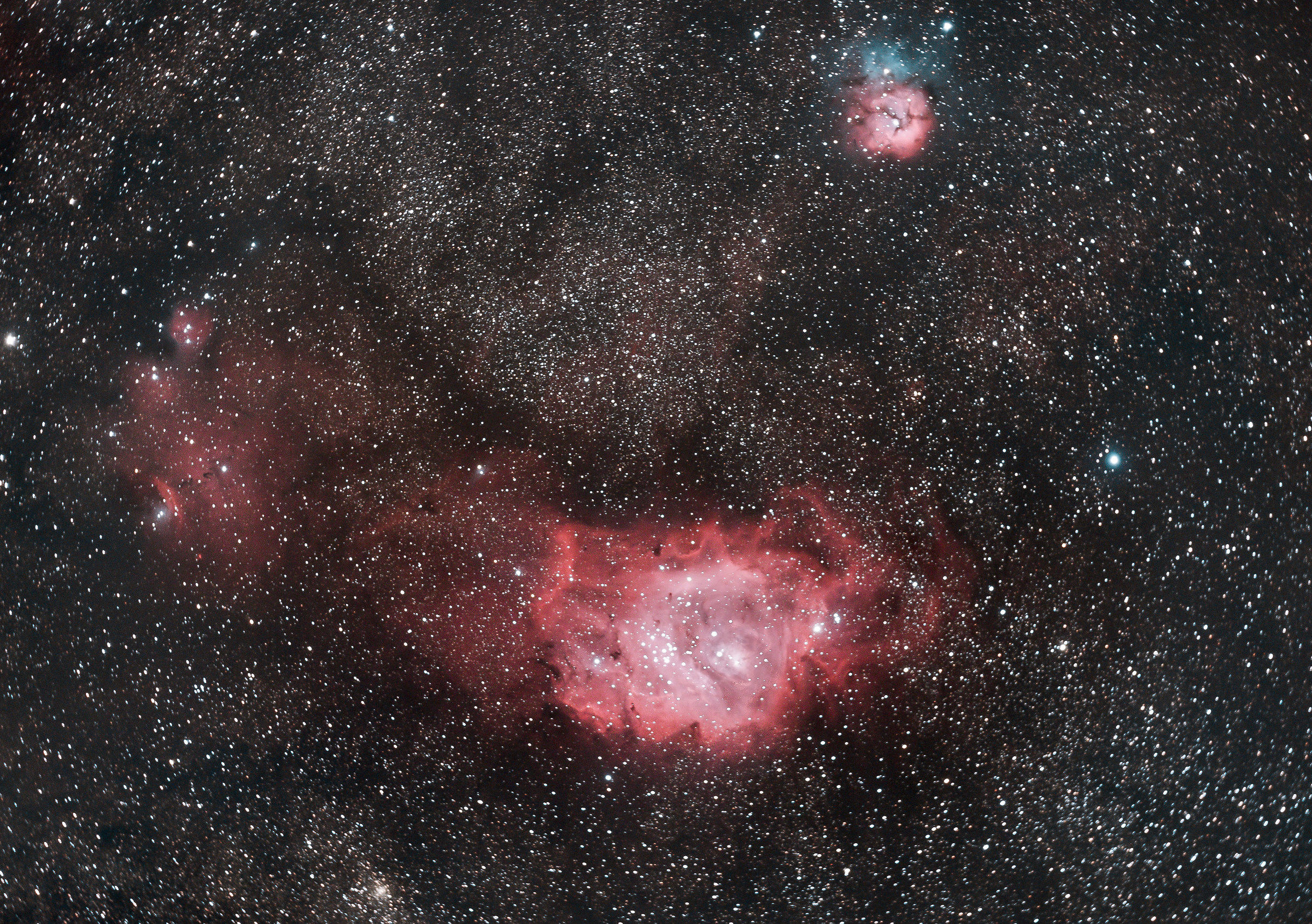 nebulosa laguna (m8) e nebulosa trifida (m20)