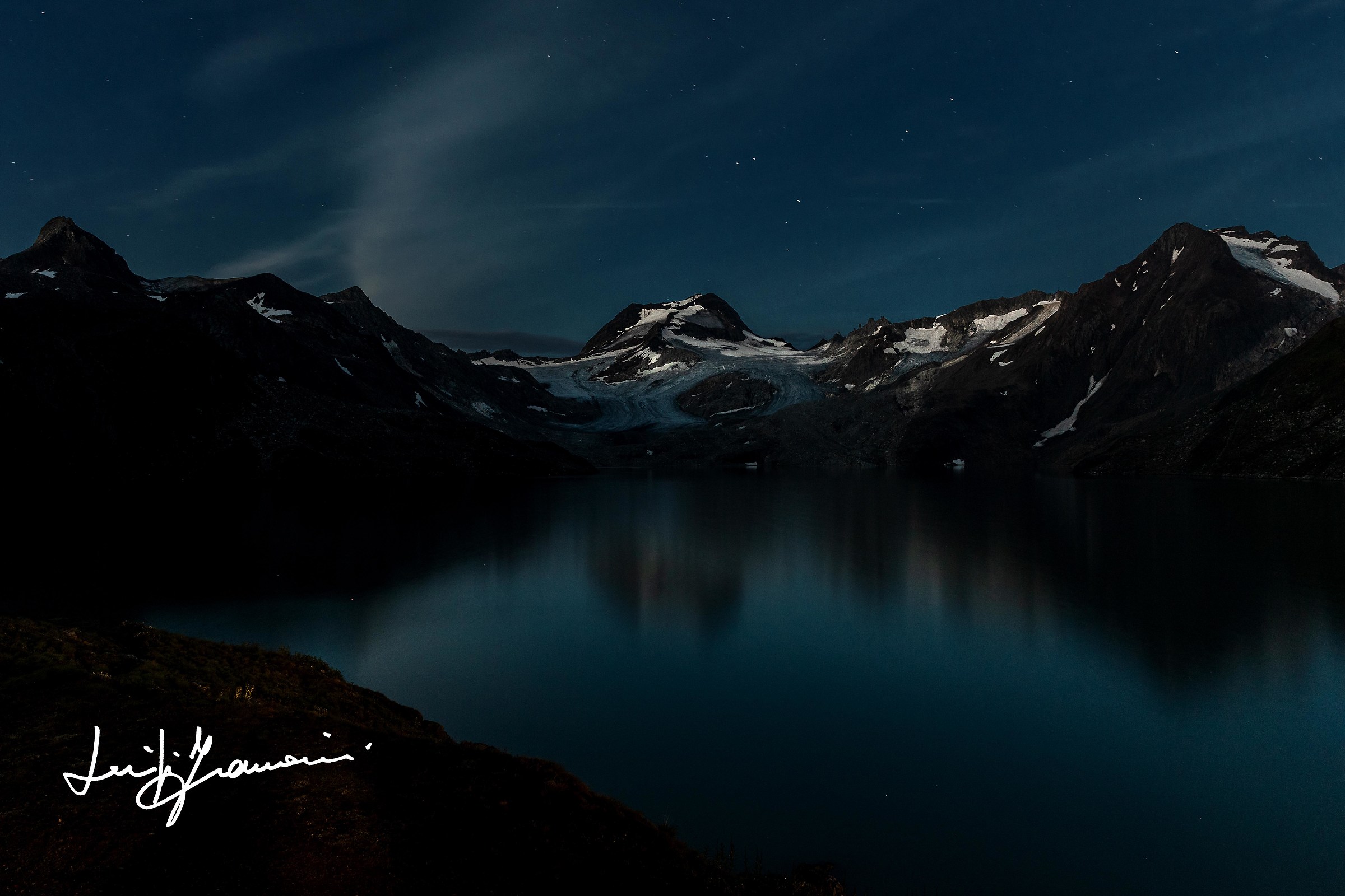 Punta Arbola and Lake Sabbioni before sunrise