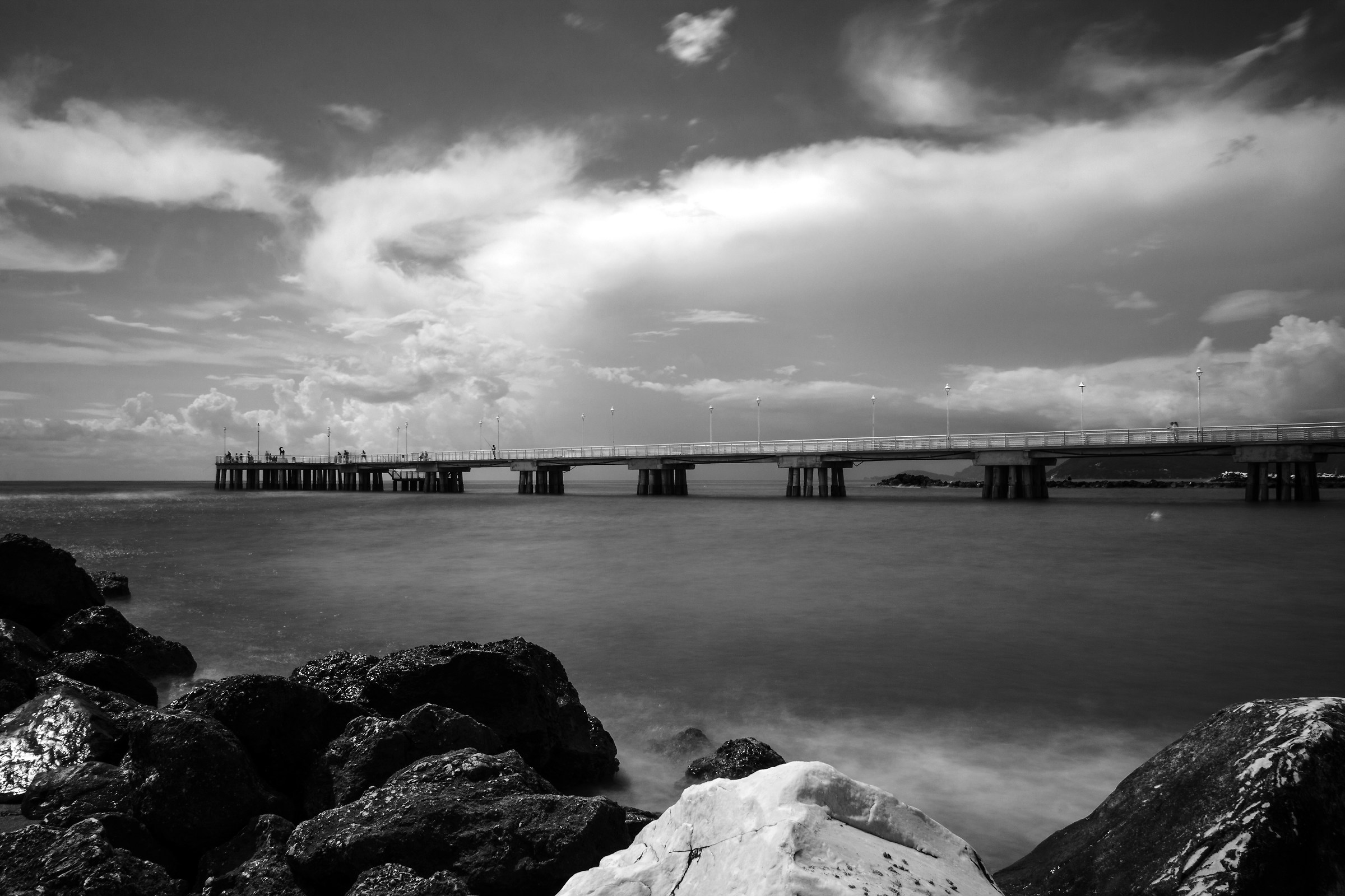 Marina di Massa pier in mid-August