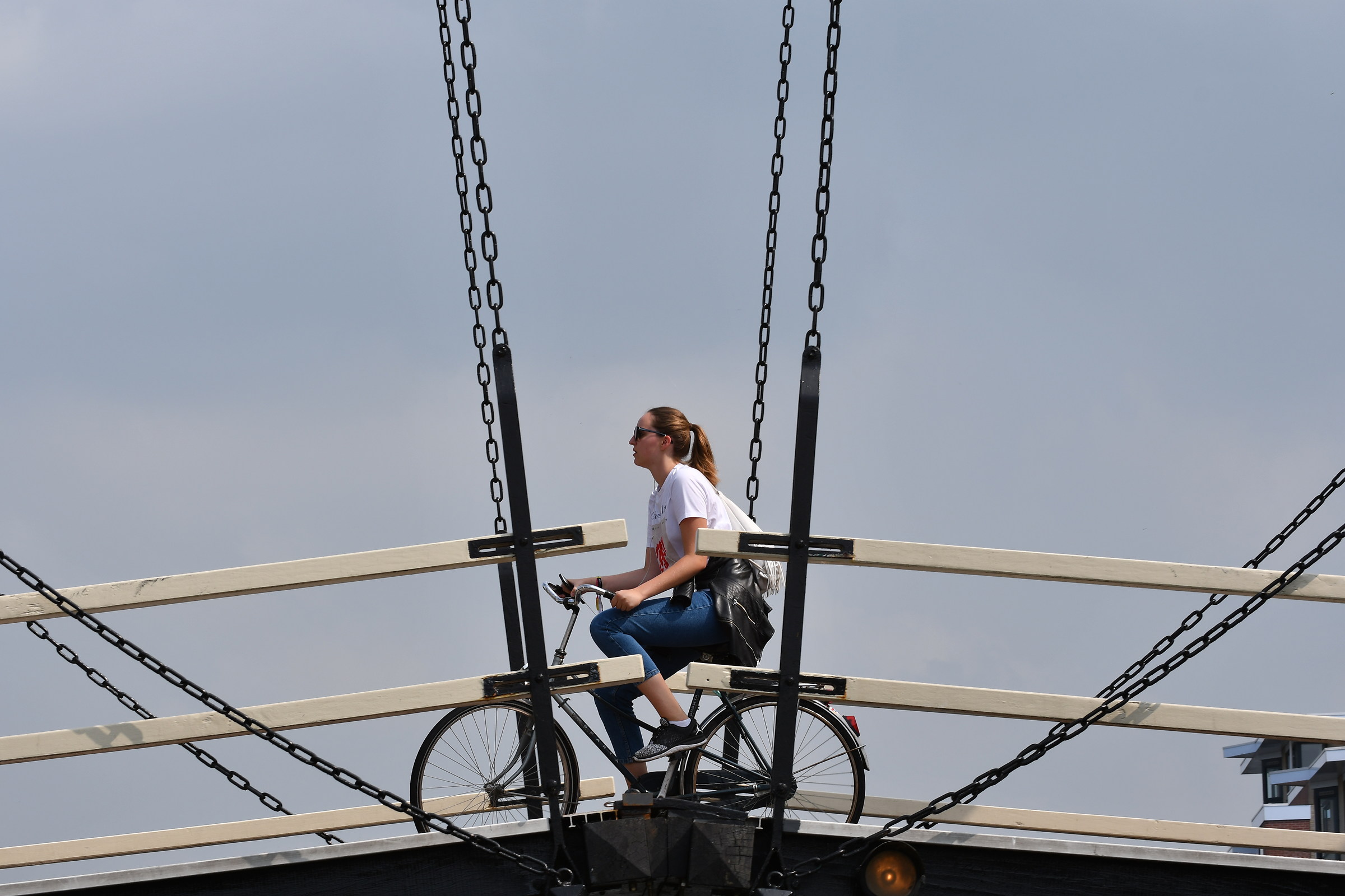 In the middle of the bridge