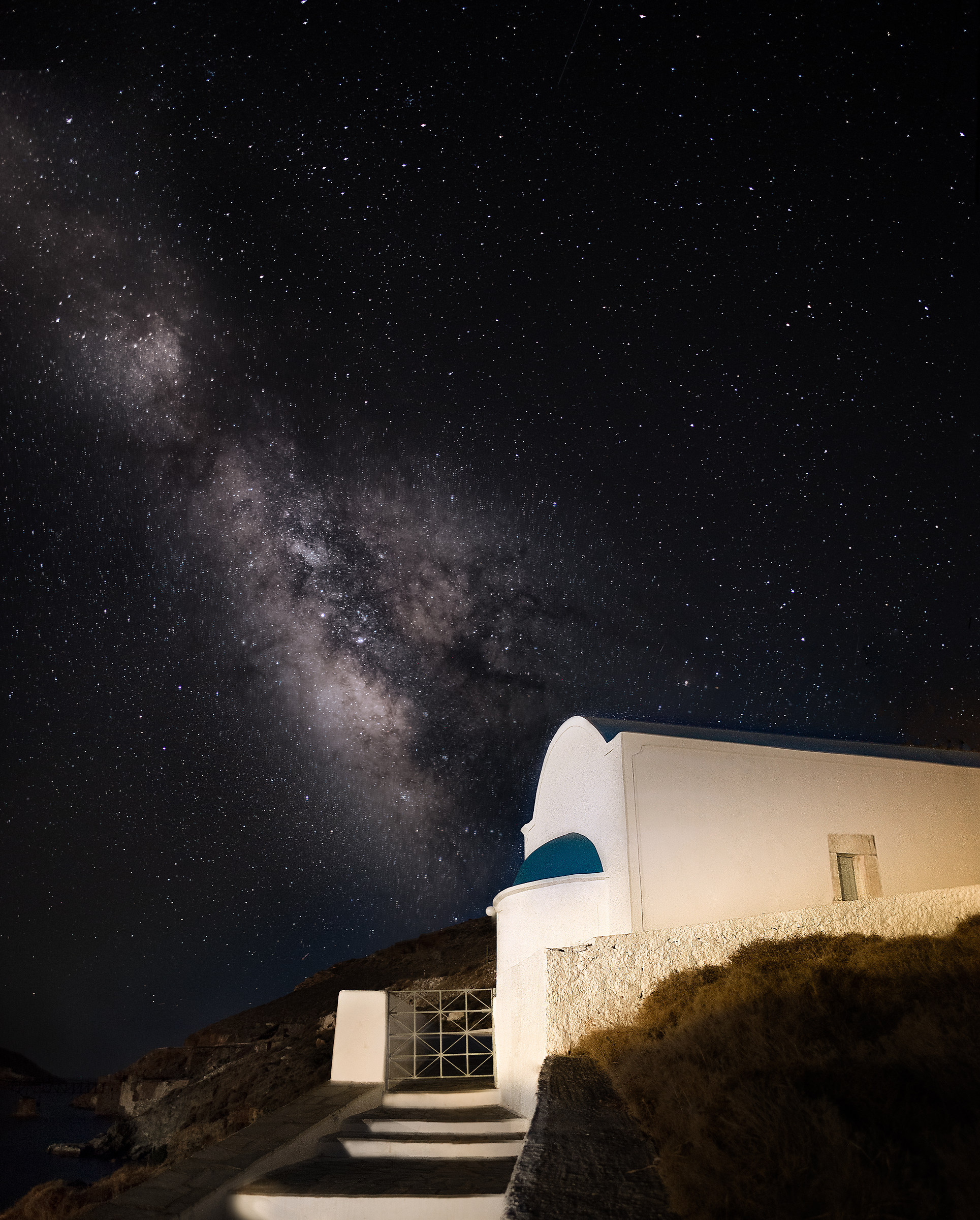 The Milky Way over the church of Agia Theodora