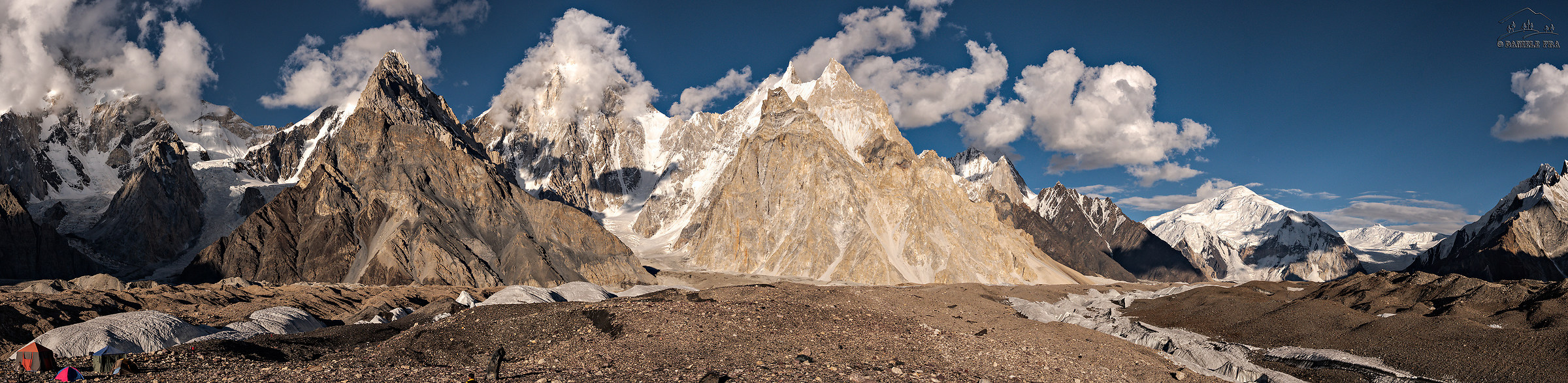 Panorama of the Gasherbrum group and the upper Baltoro