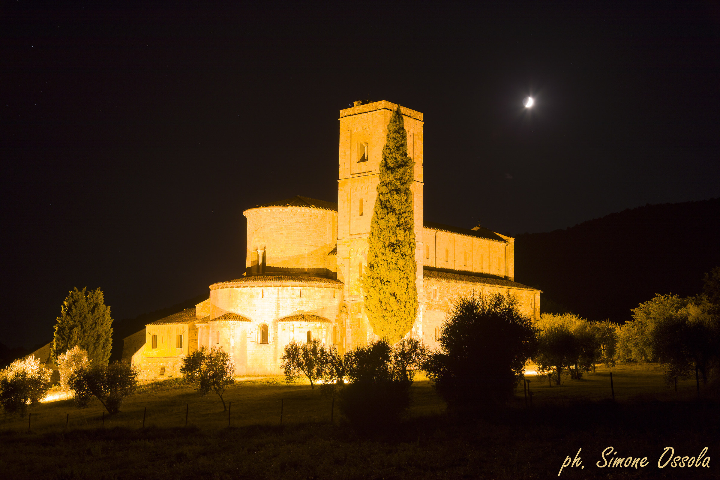 Abbey of San Antimo by night