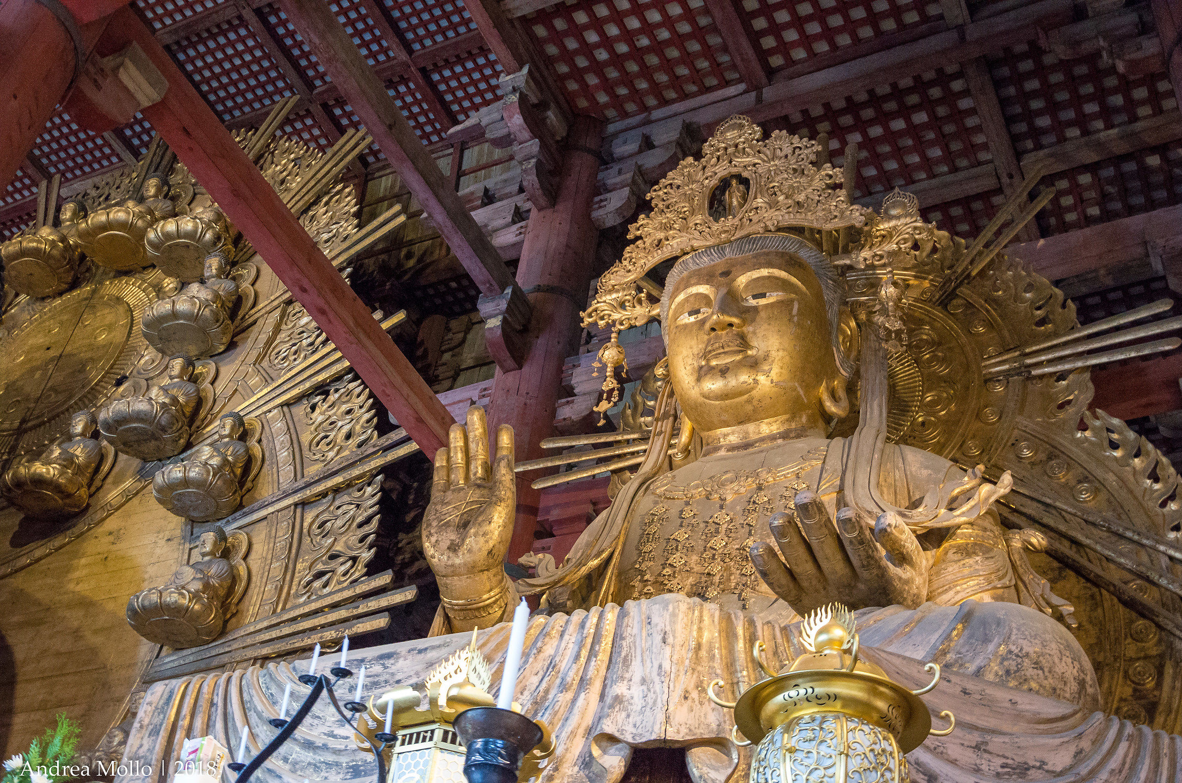 Wooden Buddha in the temple of Nara