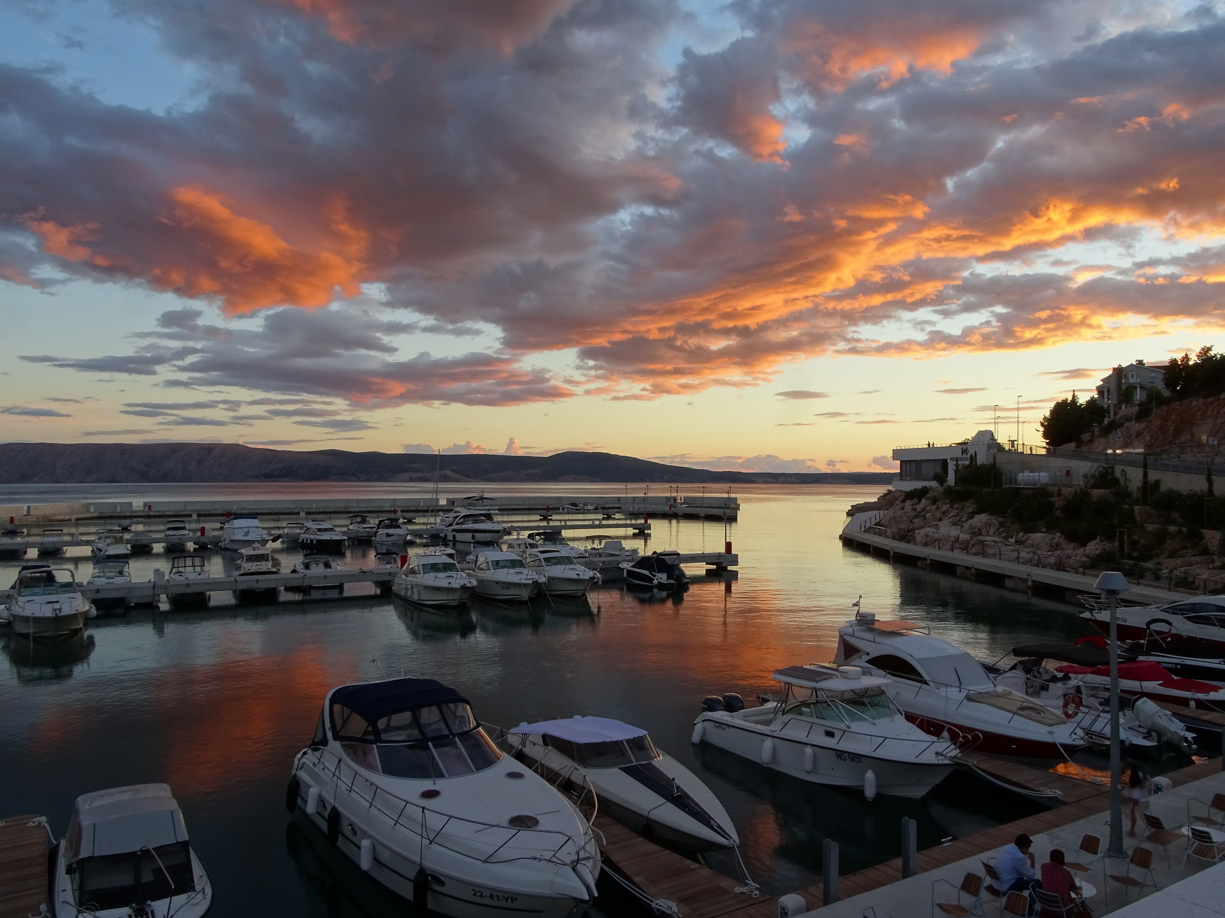 The harbor at sunset