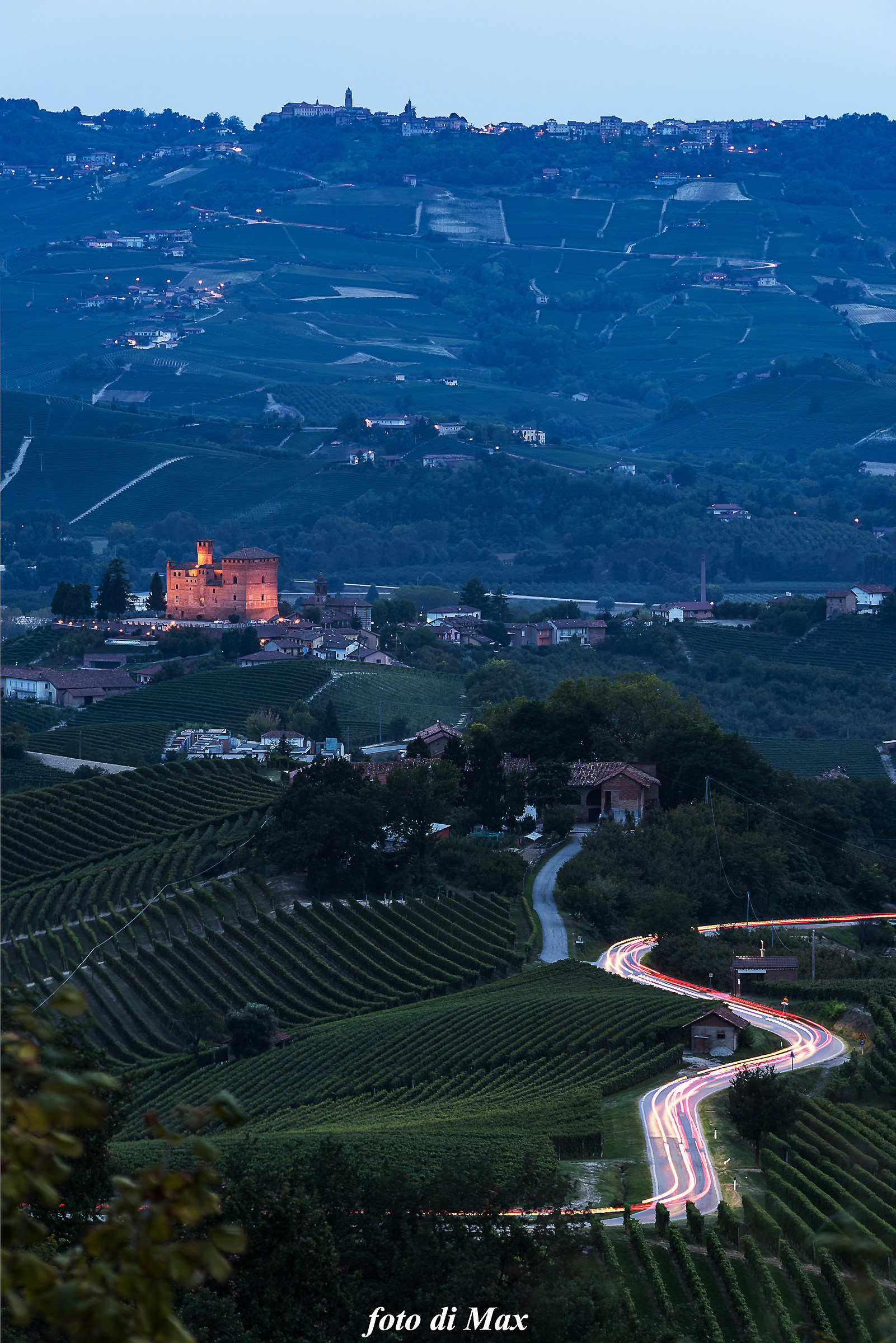 Blue Hour on the castle of Grinzane