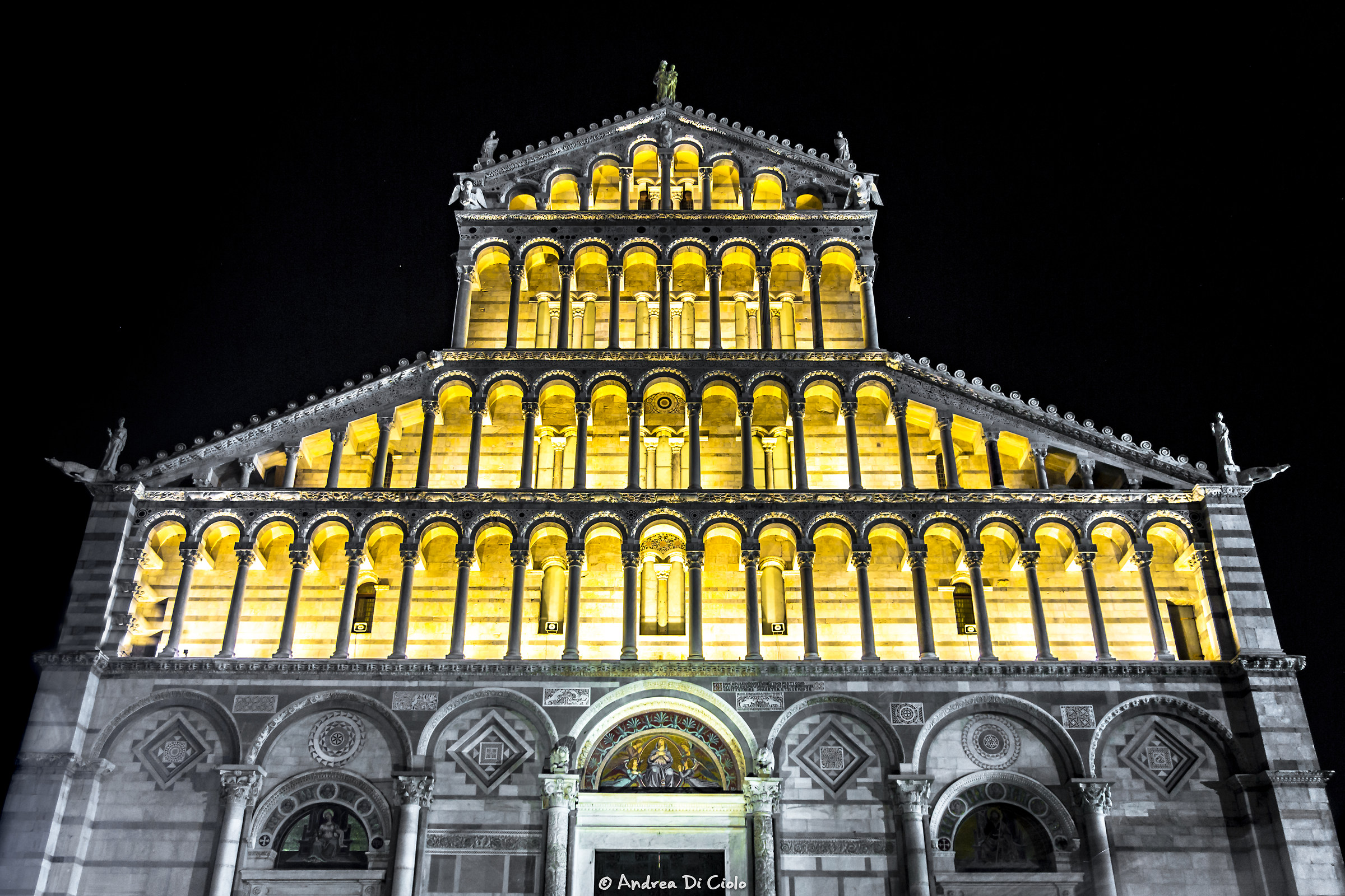 Detail of the façade of the Duomo of Pisa