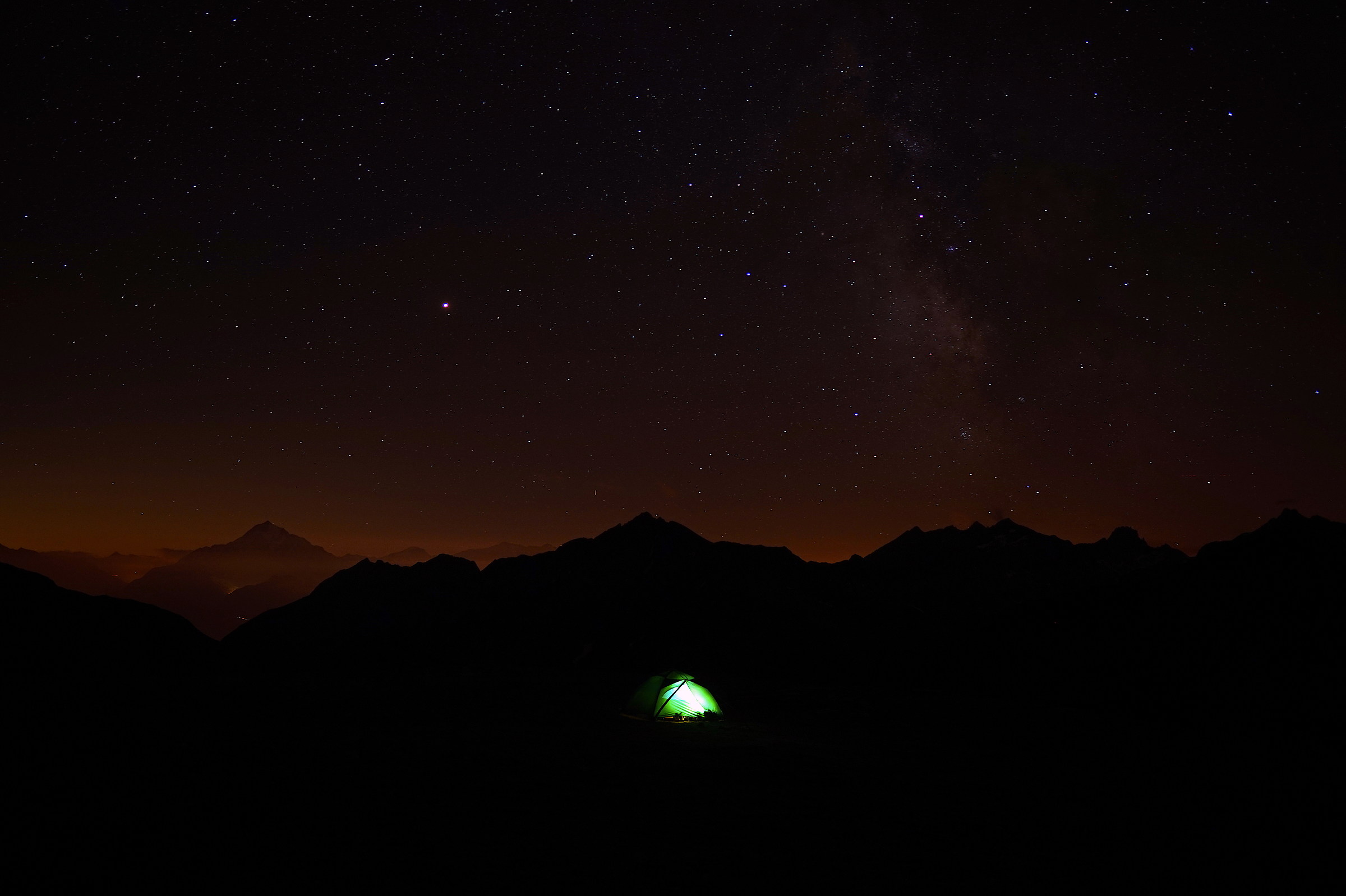 In tenda sotto la Via Lattea