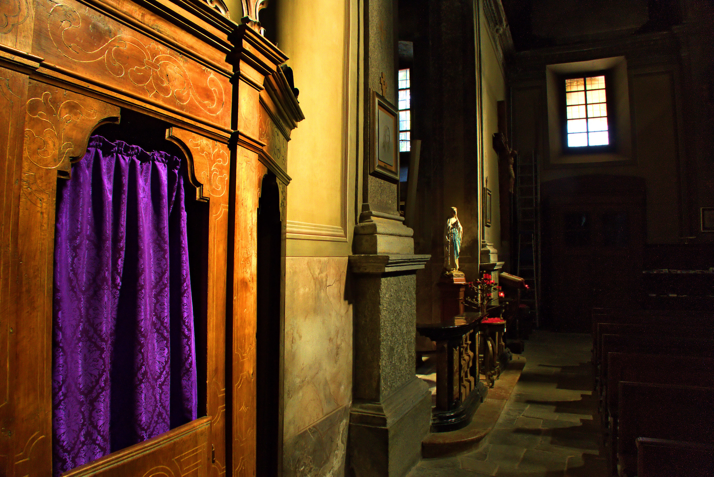 The Madonna absolves the burdened hearts.