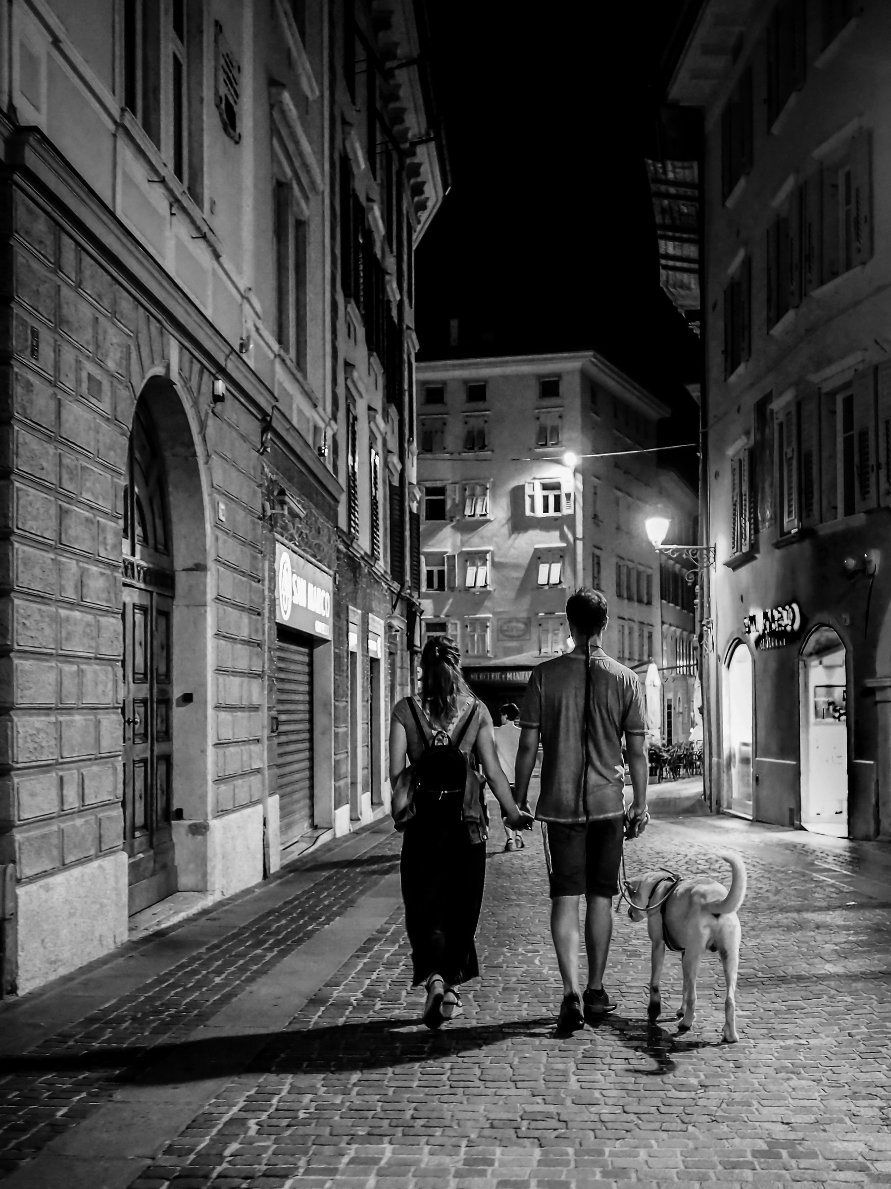 Passeggiando mano nella mano con il fido amico