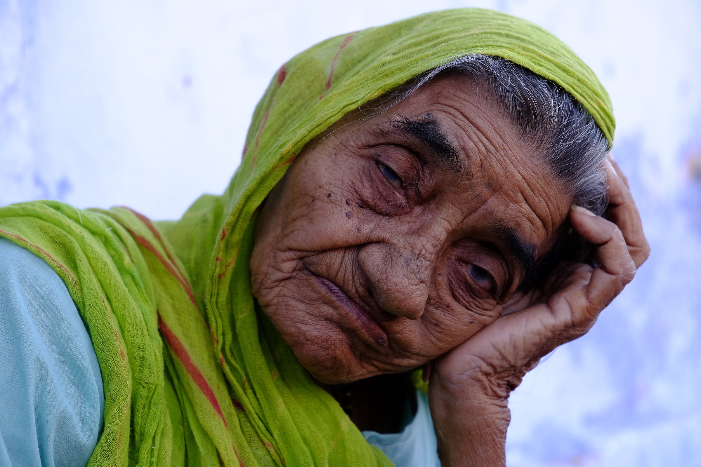 Thoughtful old woman