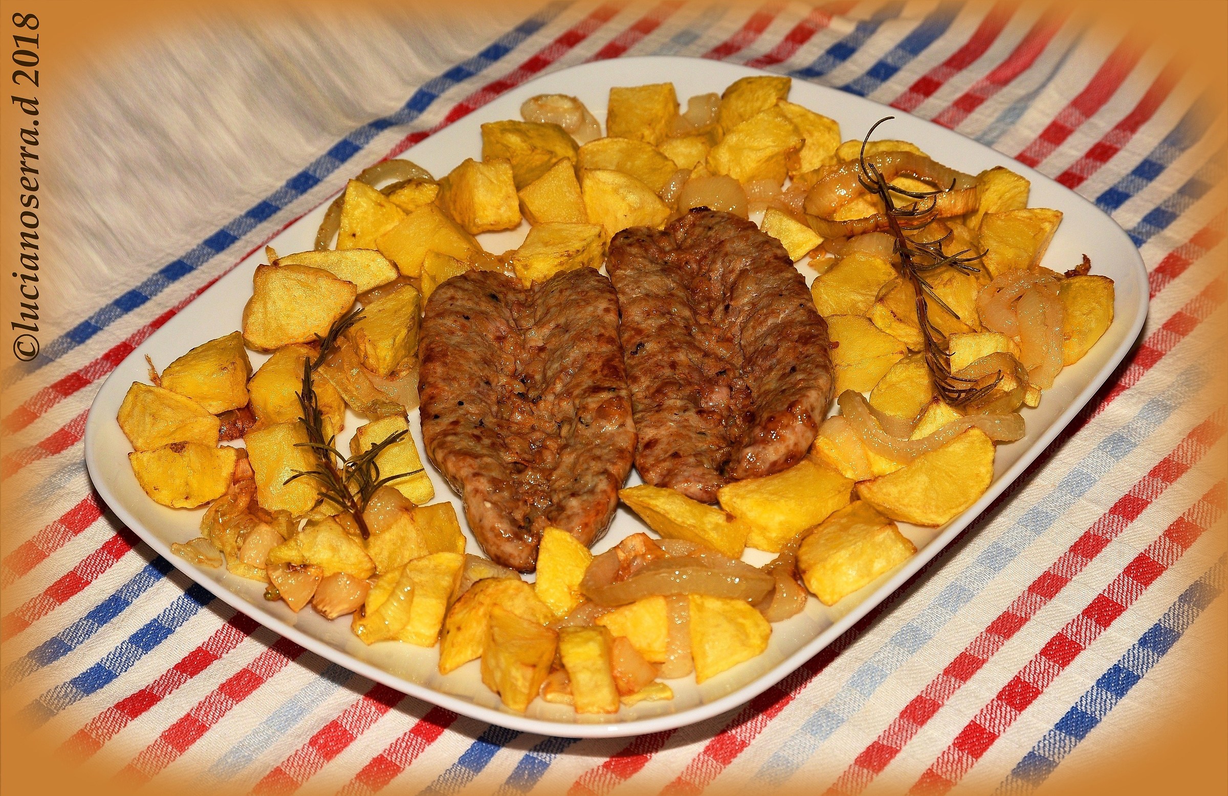 Fried potatoes and onion with sausage... other version