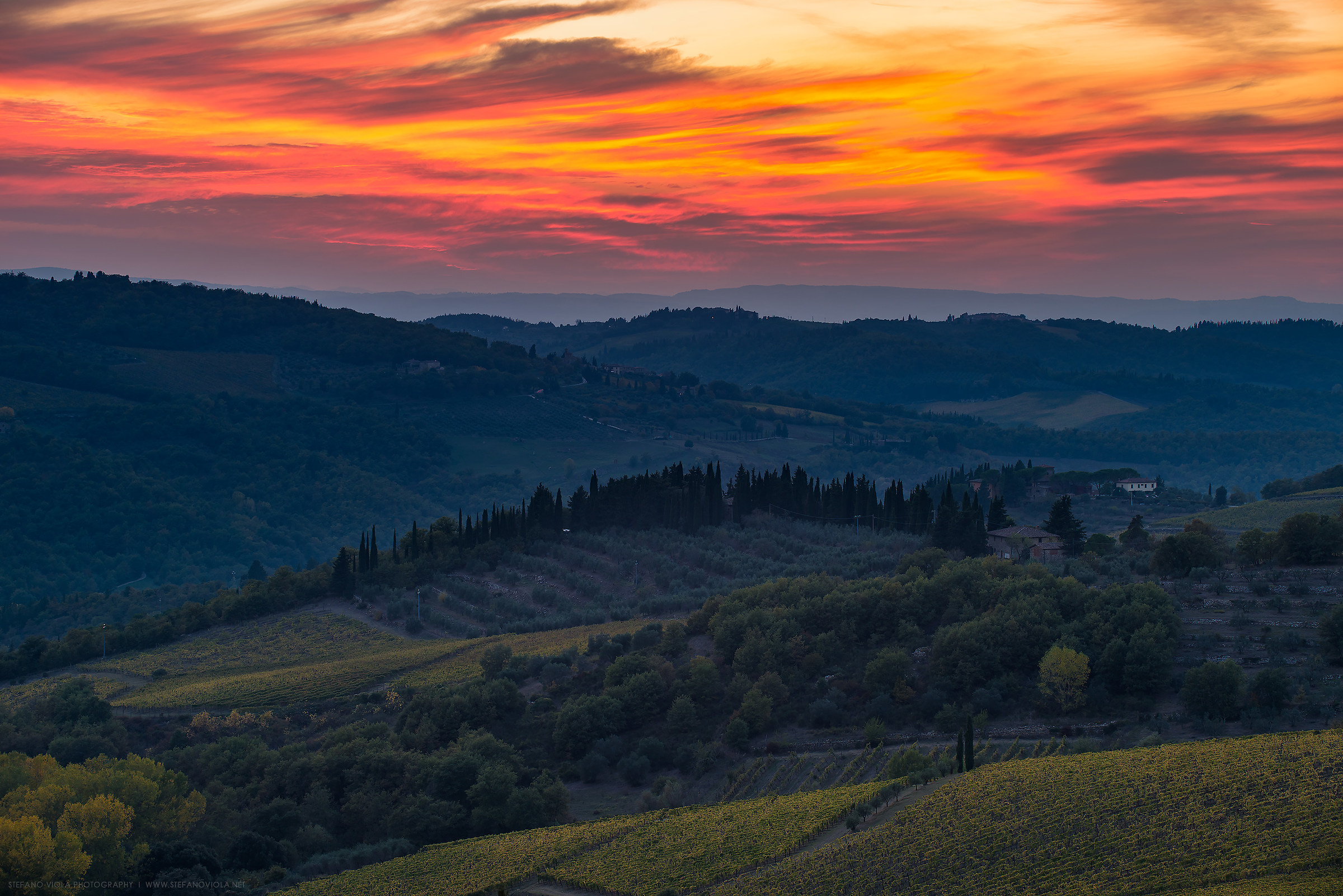 Le colline del Chianti al tramonto