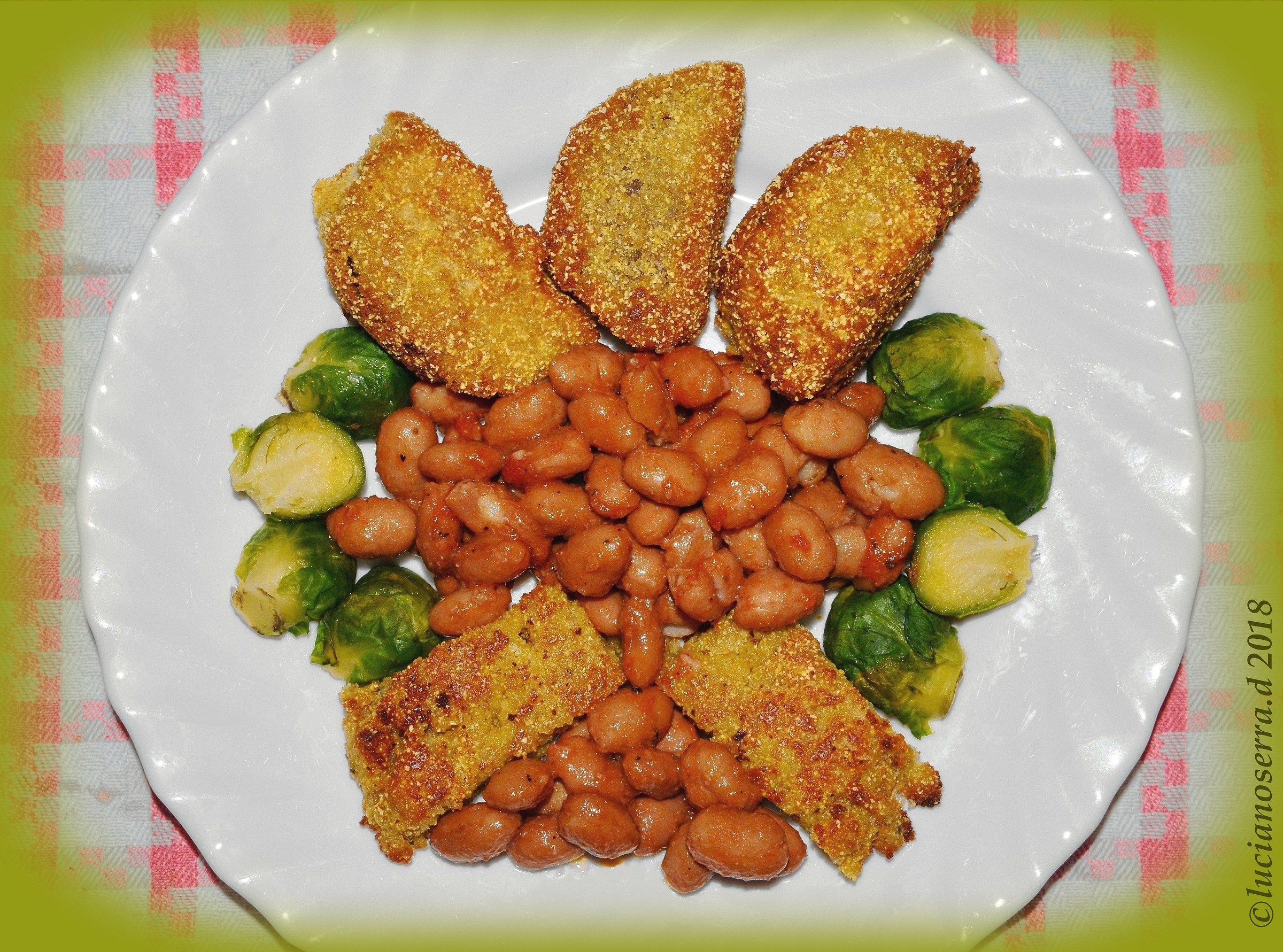 Fried Cotechino with pancake and cooked vegetables