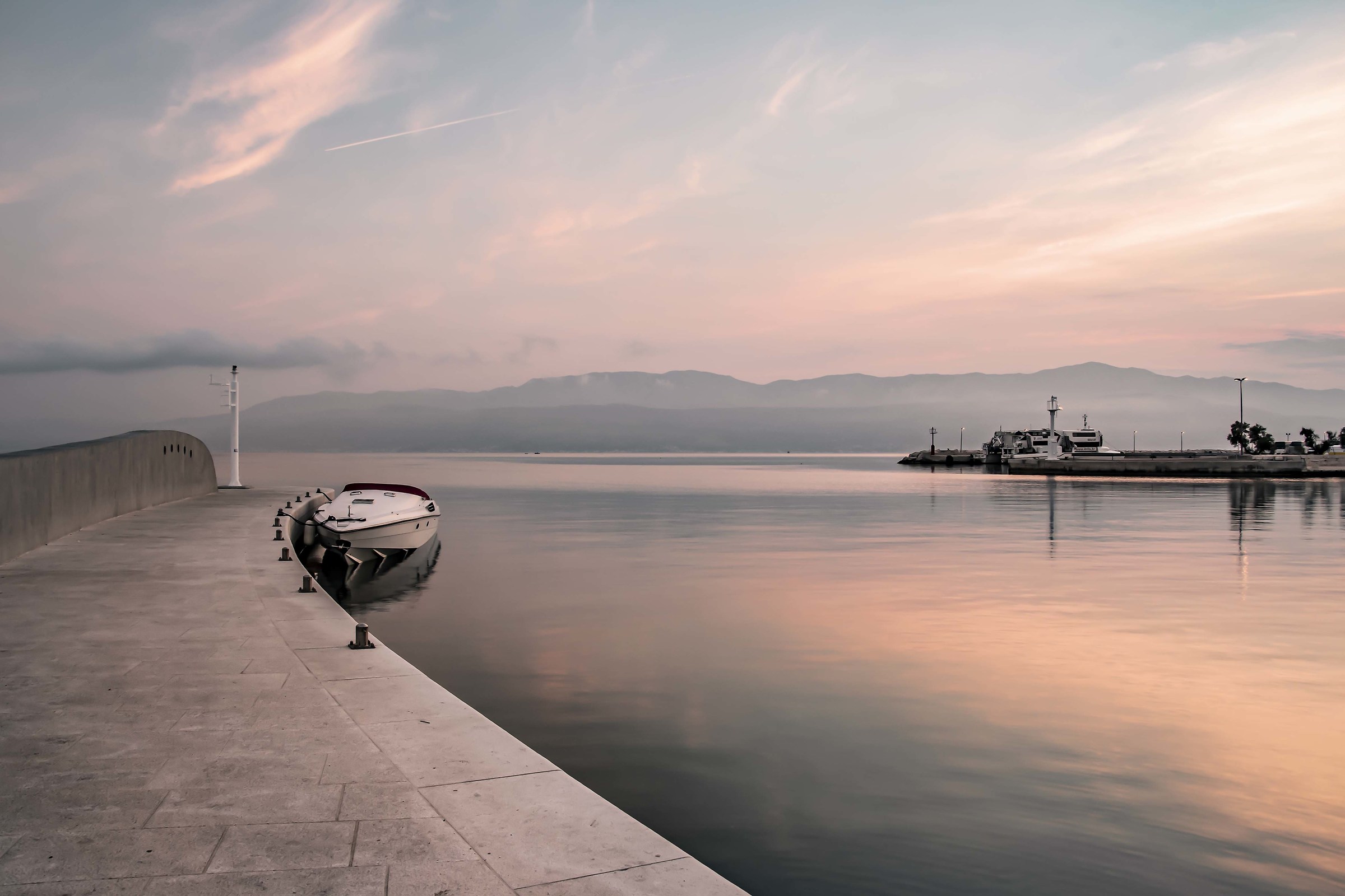Sunrise at the port of Supetar