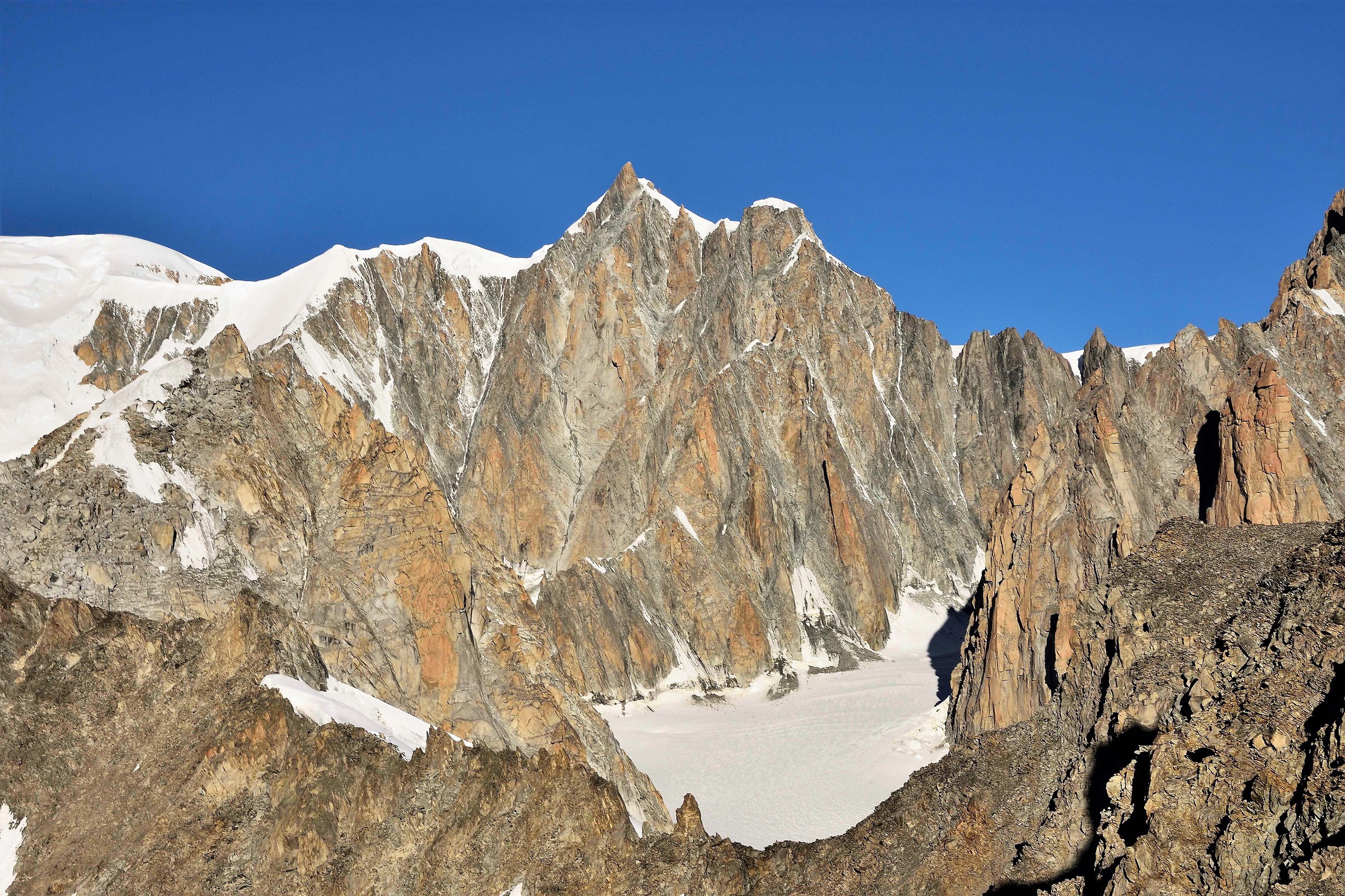 At the top the Tour Ronde m 3798 and the glacier D'entreve
