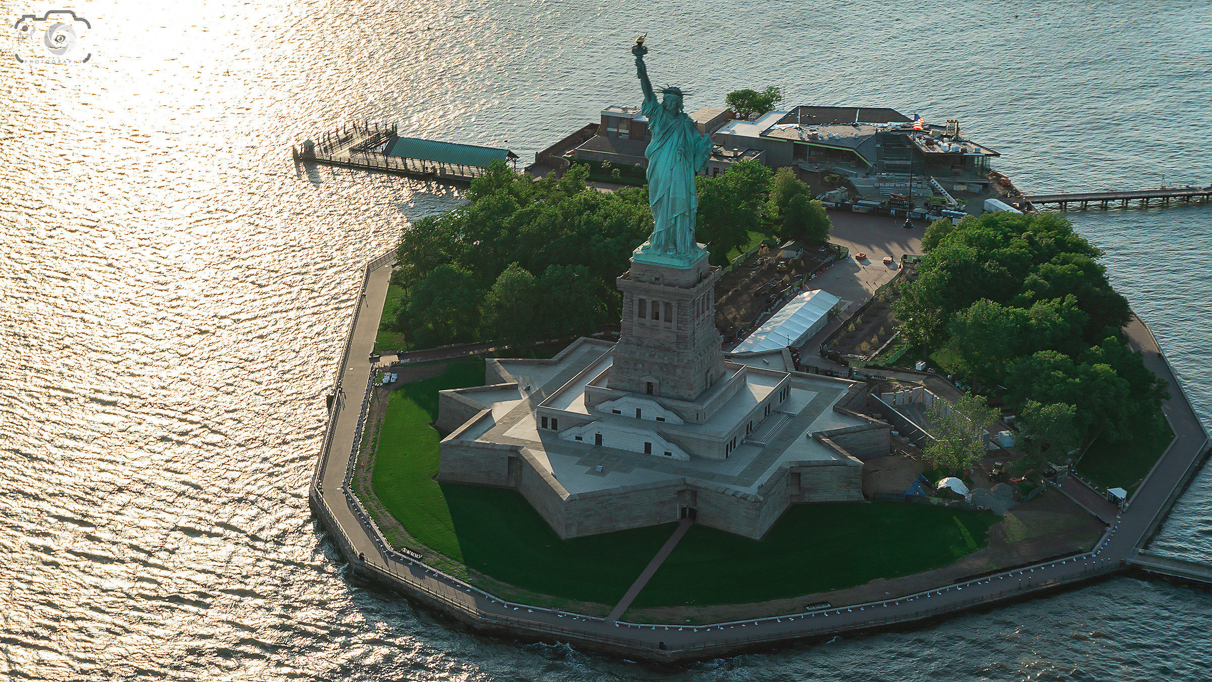 Lady Liberty from Helicopter