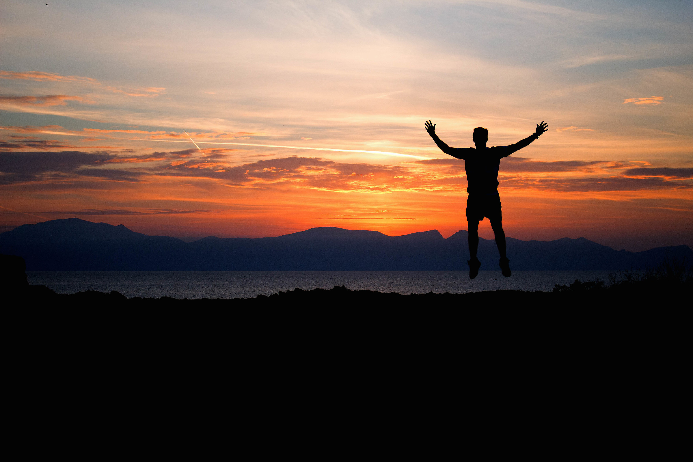 one jump in silhouette