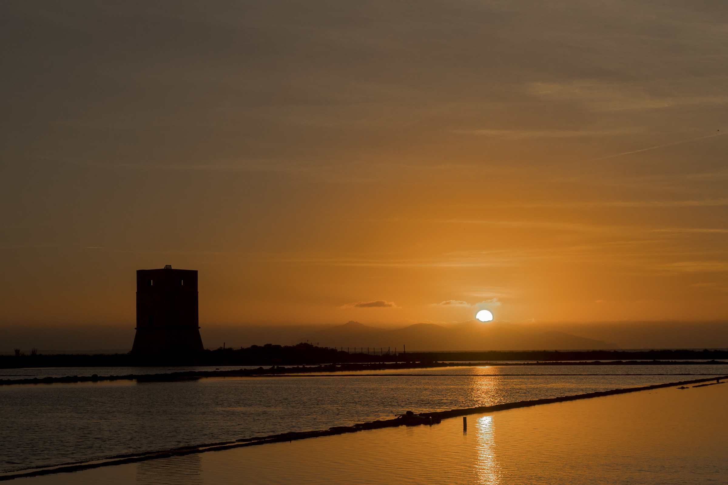 Sunset at the salt pans