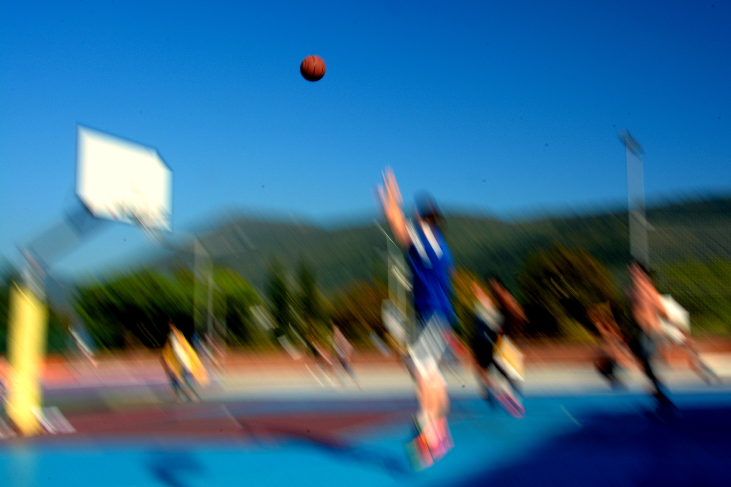Panning to the Basketball field