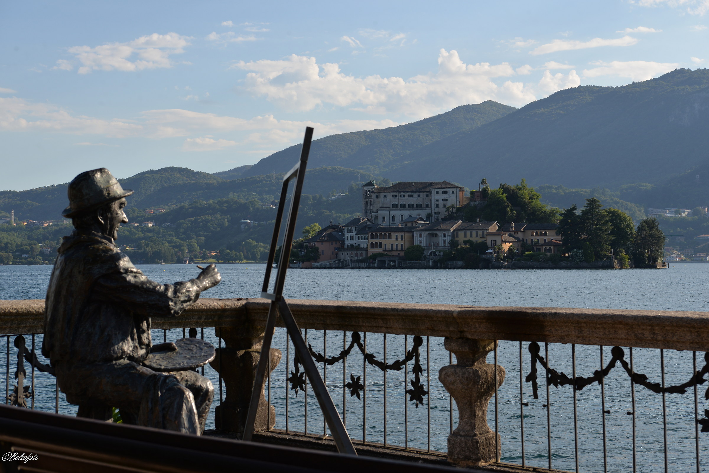 Island of San Giulio view from the municipal garden of Orta