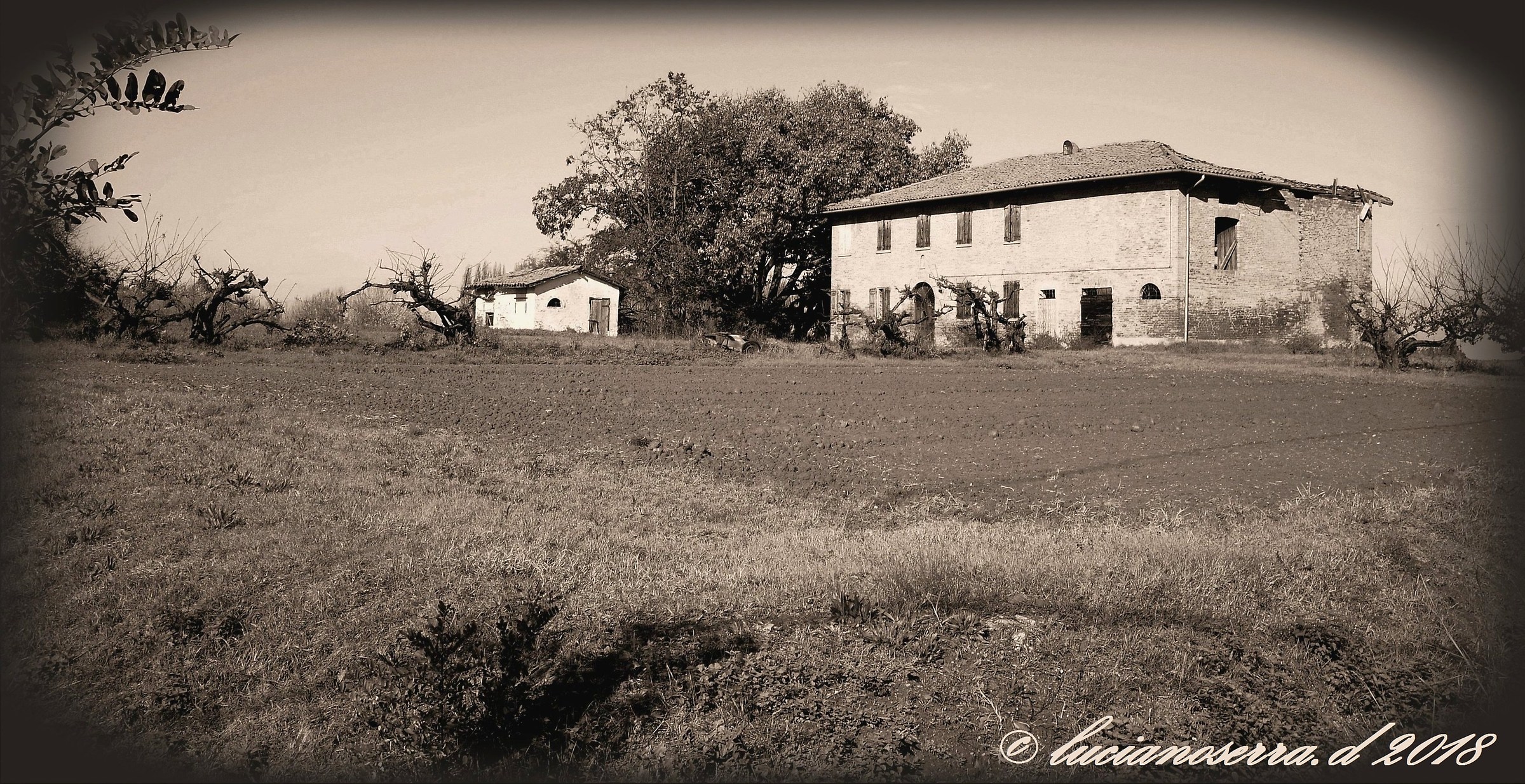 An old house... up... and black and white