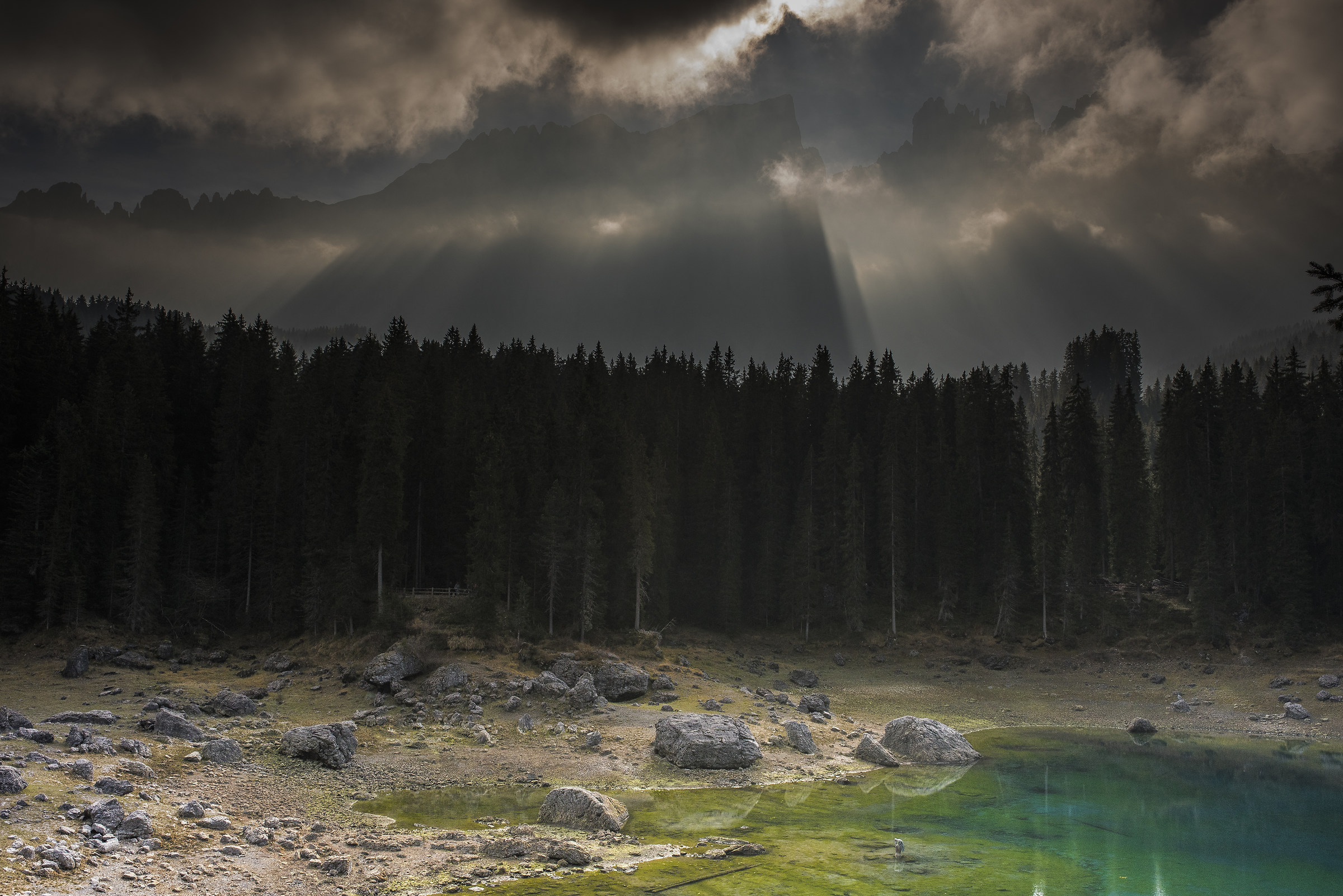 Majesty of the Marmolada view from Lake Carezza