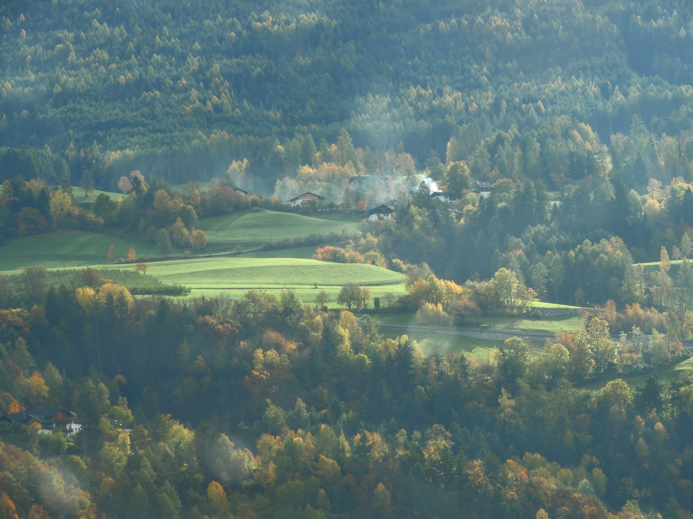 Nebbia e foliage sulle montagne dell'alto Adige