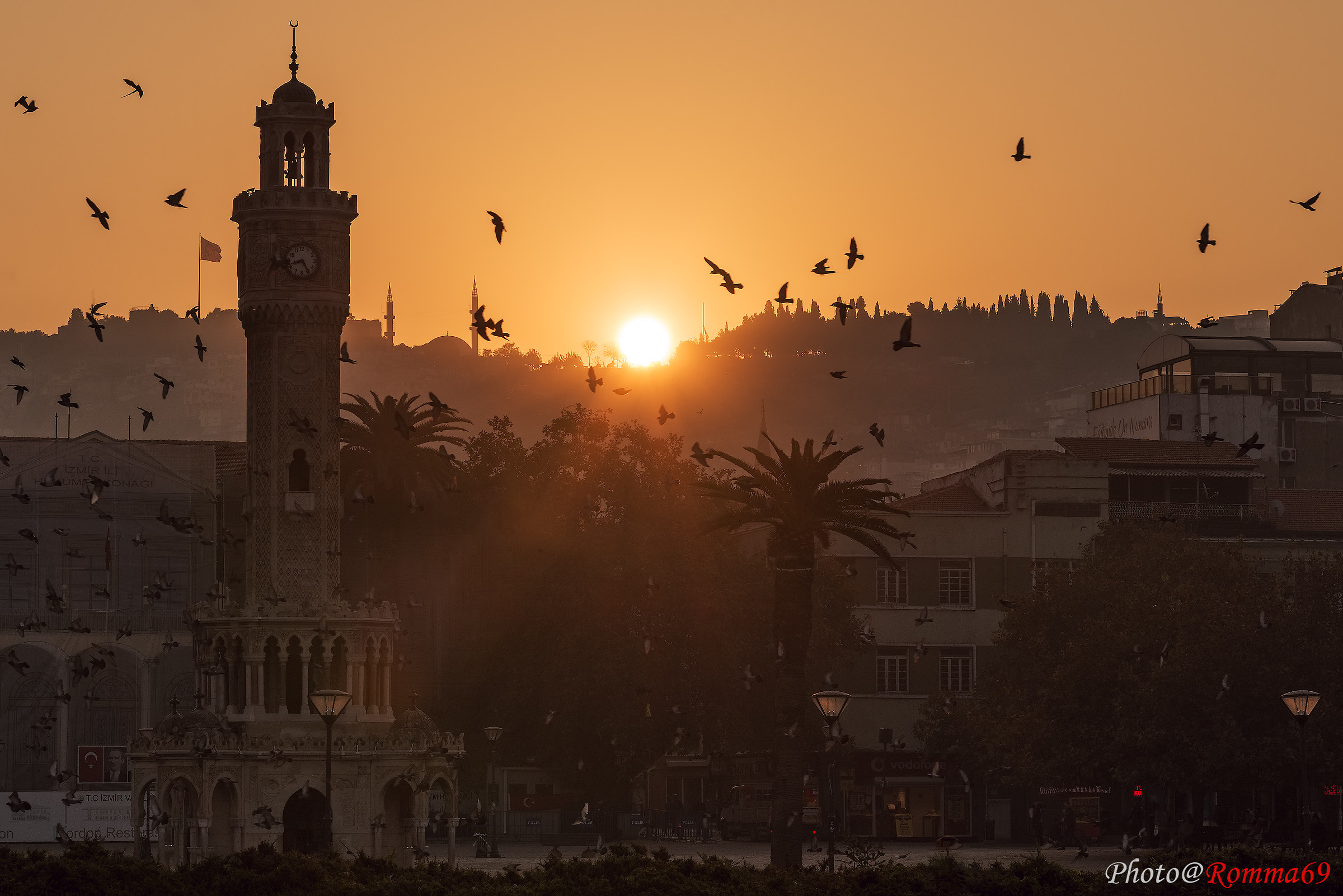 The first lights of the day on Izmir