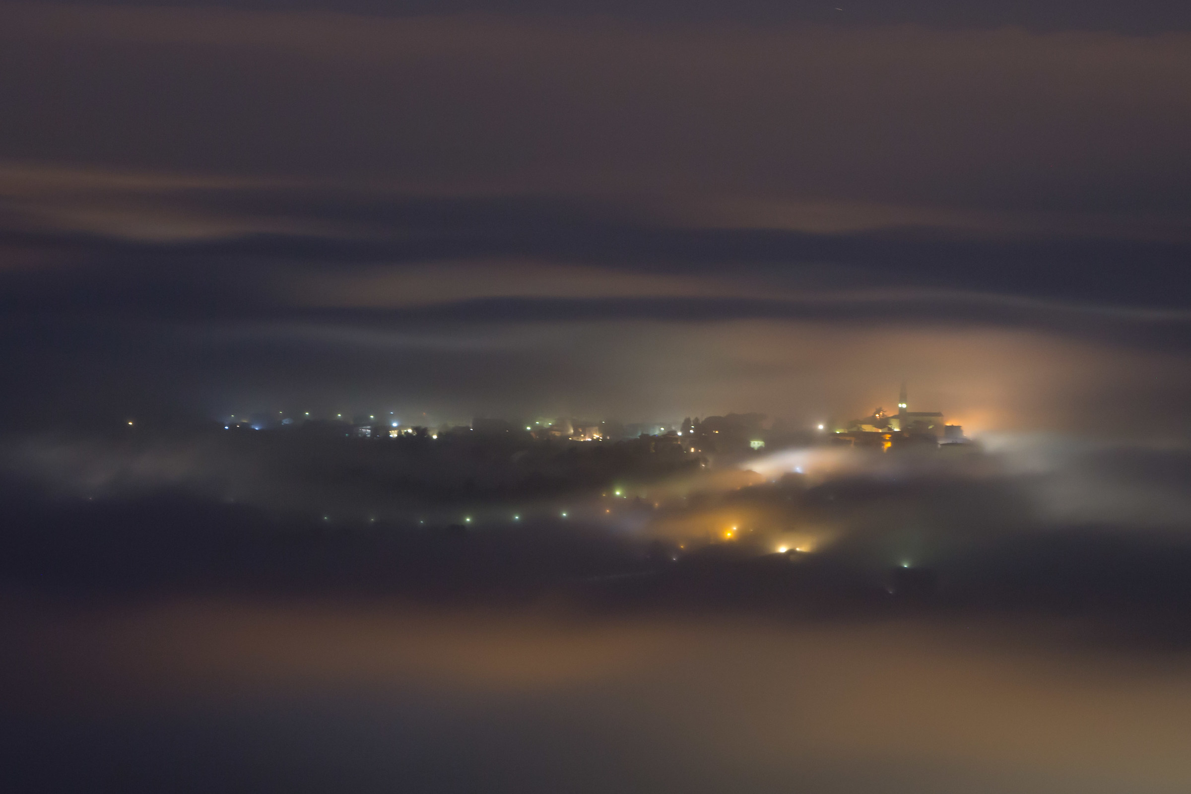 The colors of the fog.