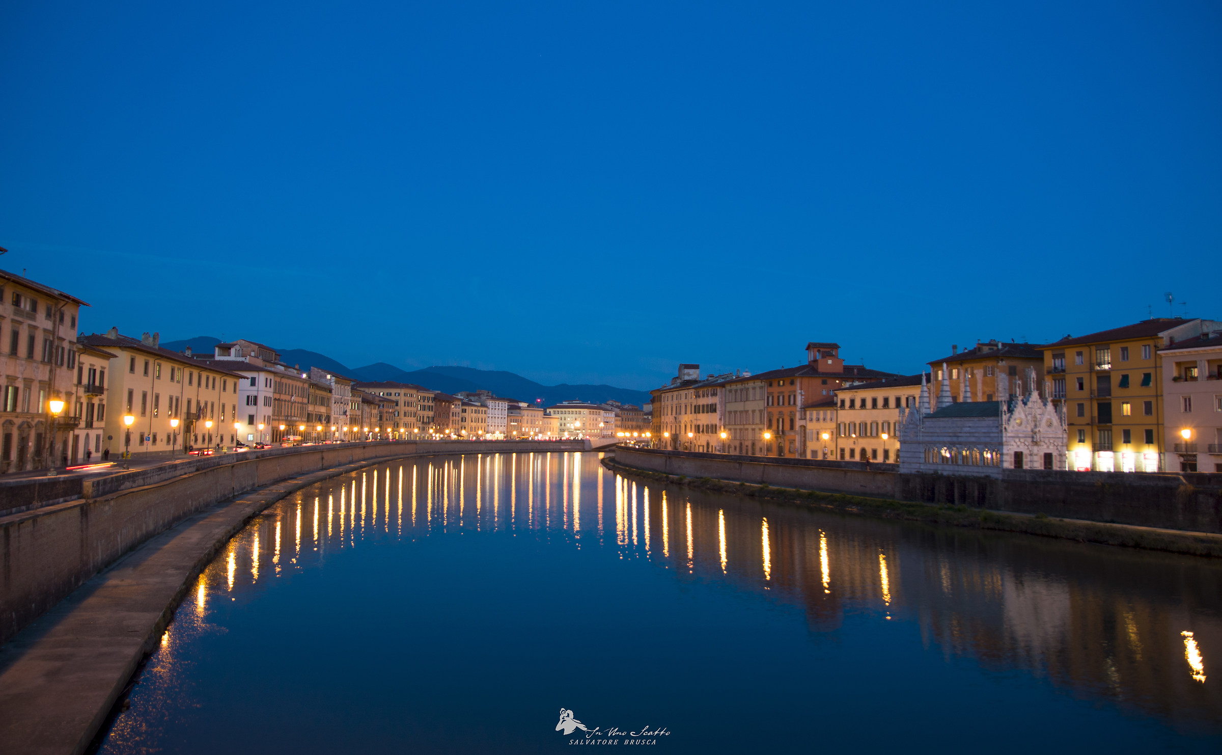 Pisa-Arno River at sunset