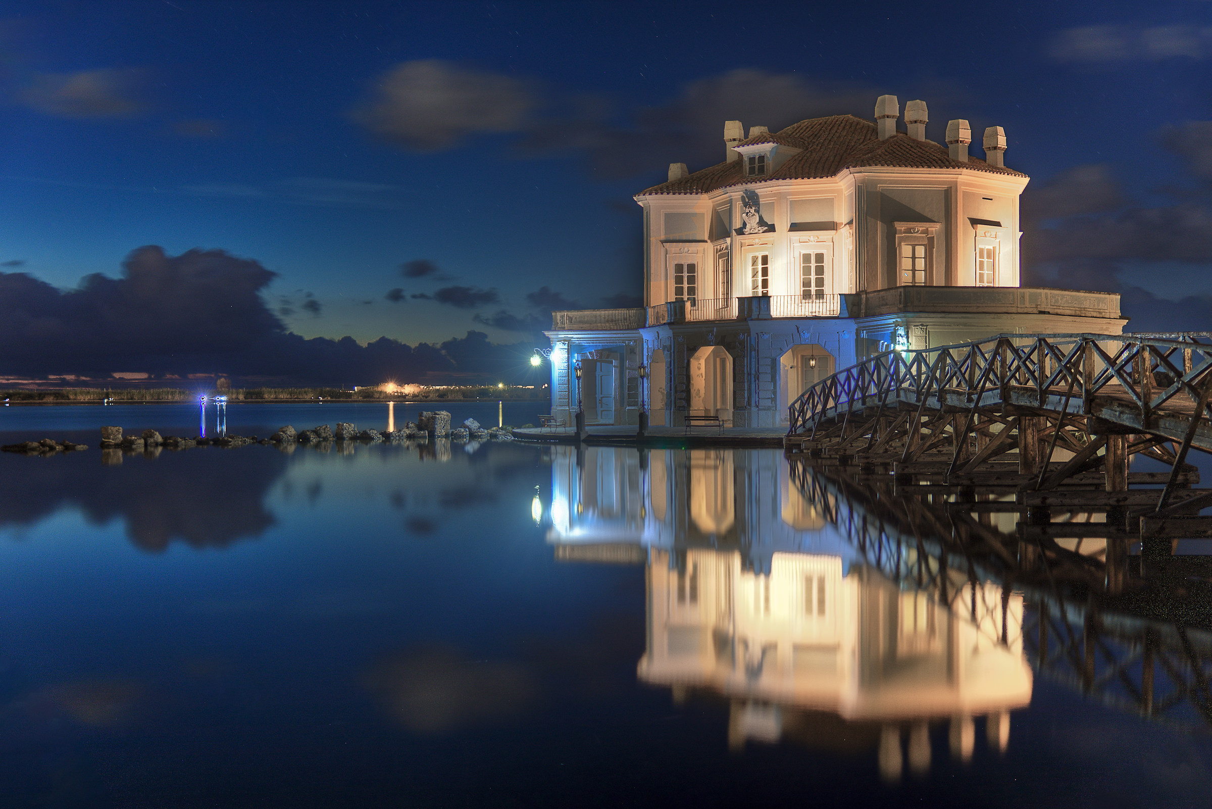 Casina Vanvitelliana of Bacoli in the evening