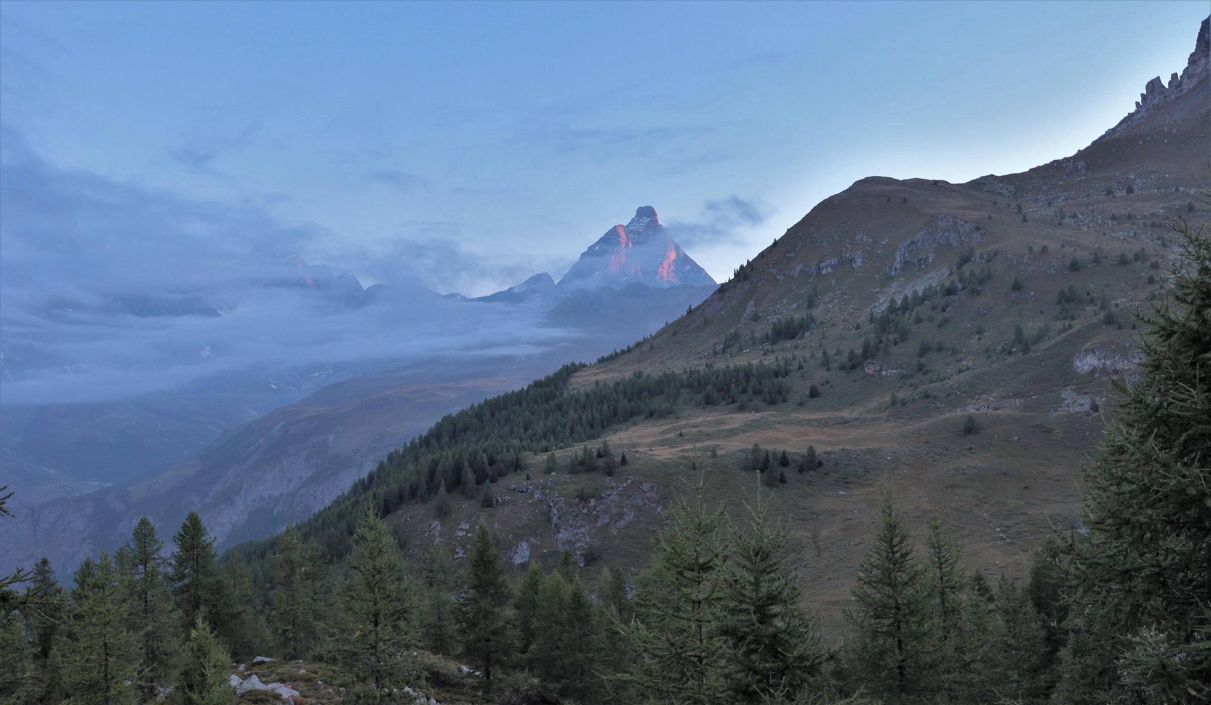 The Matterhorn is outlined in the background