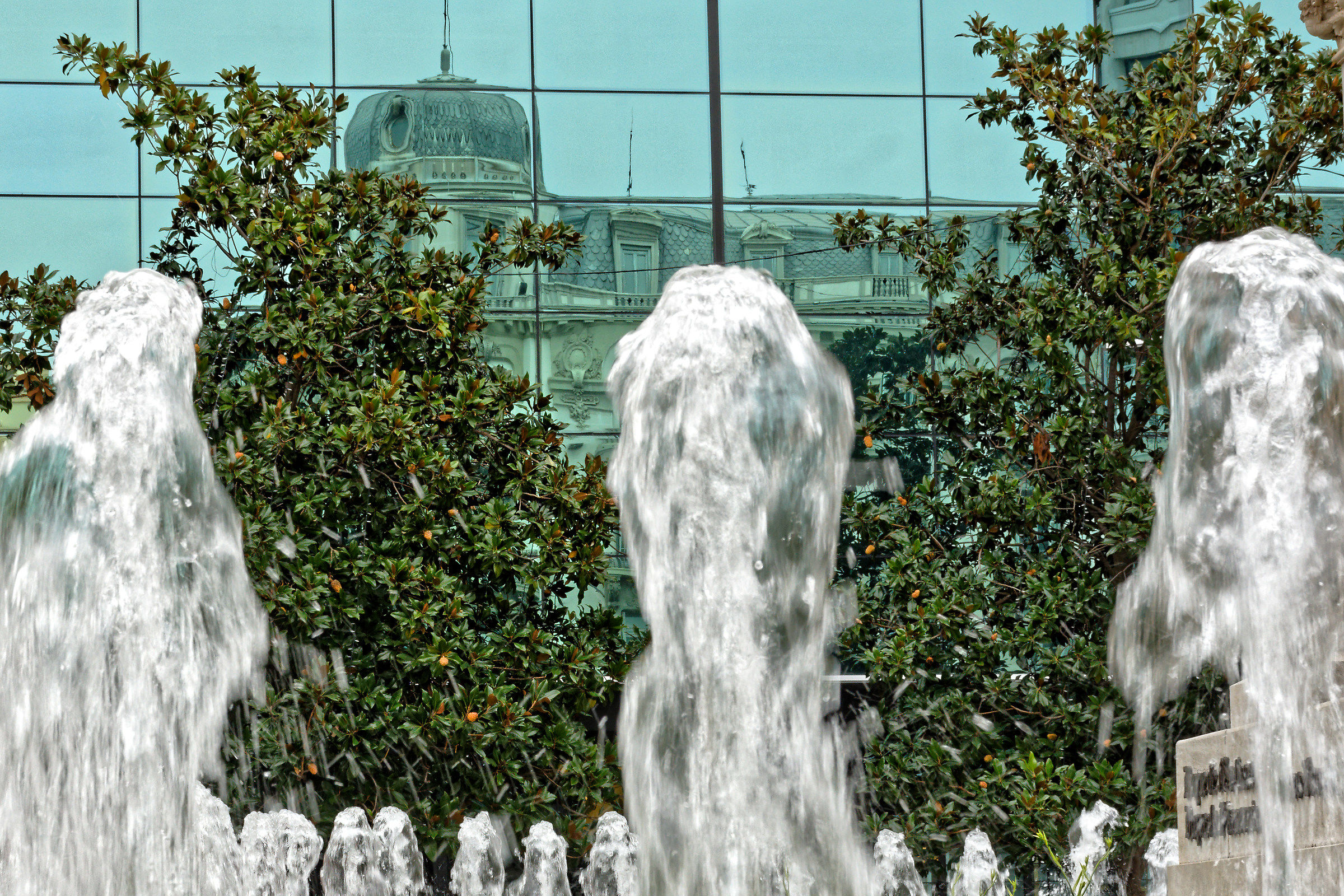 Fountains and reflections