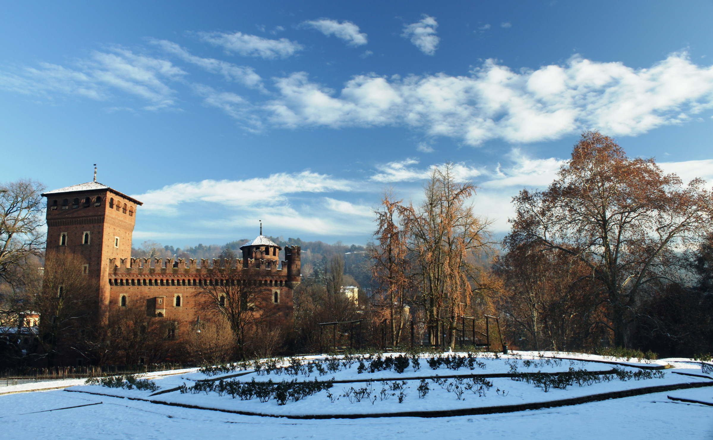 Middle-oval snow-covered village