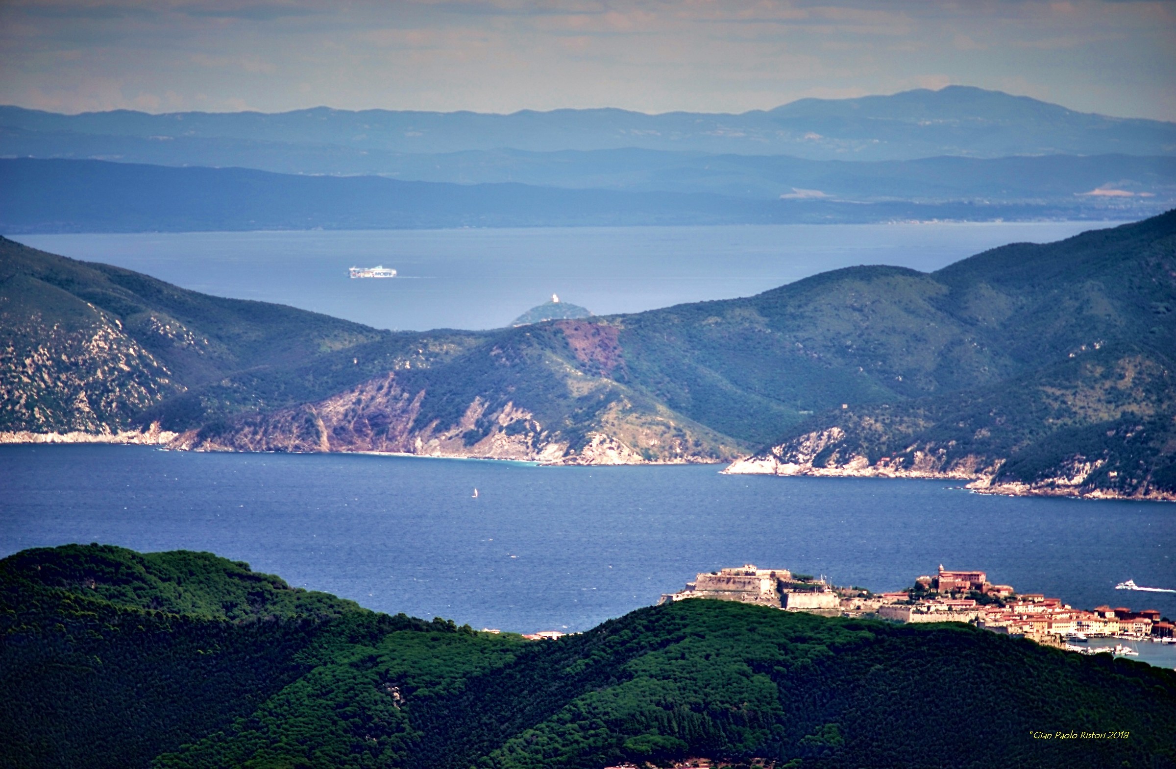 Maremma and Portoferraio seen from Monte Perone (Elba)