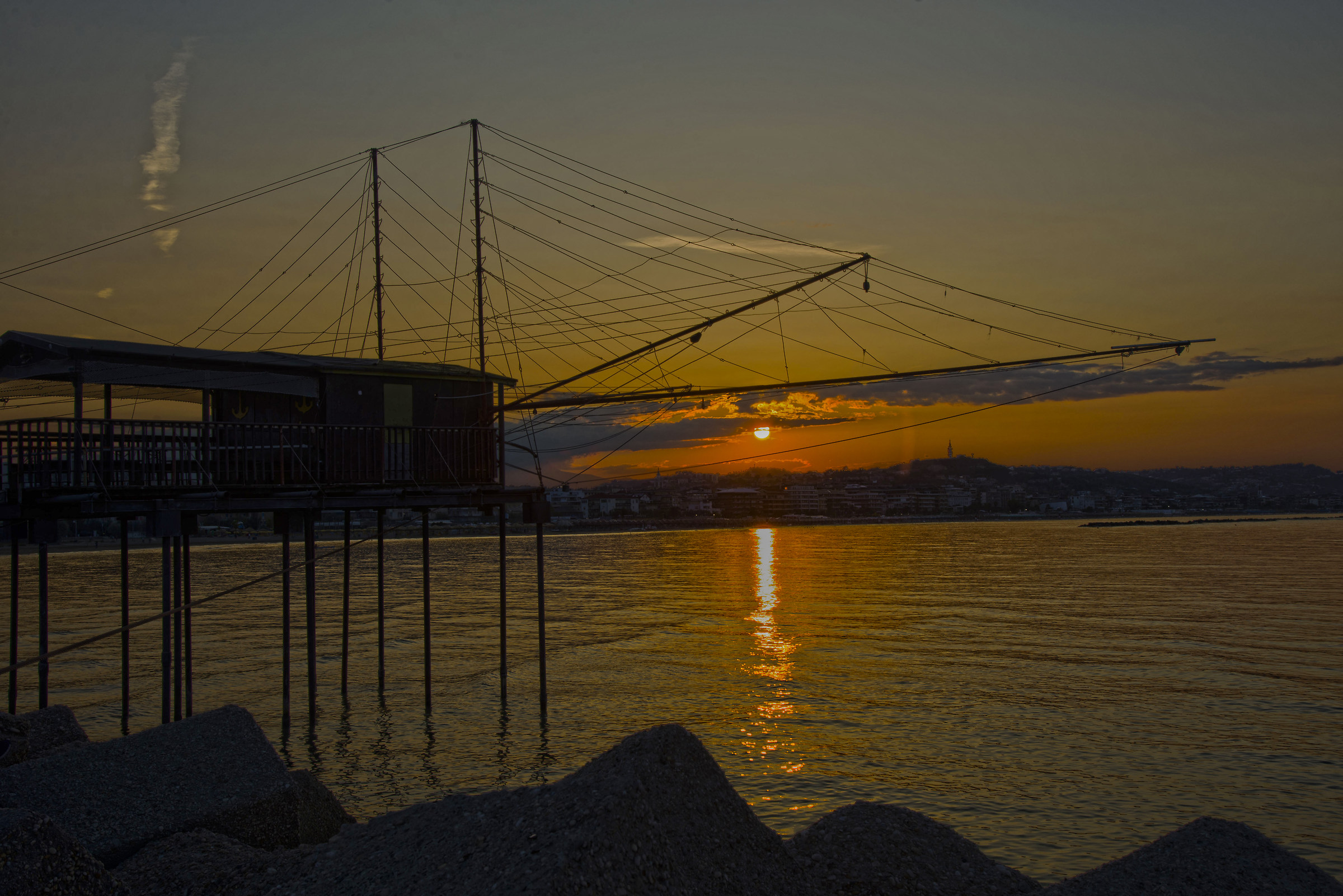 Pescara Trabocco at sunset