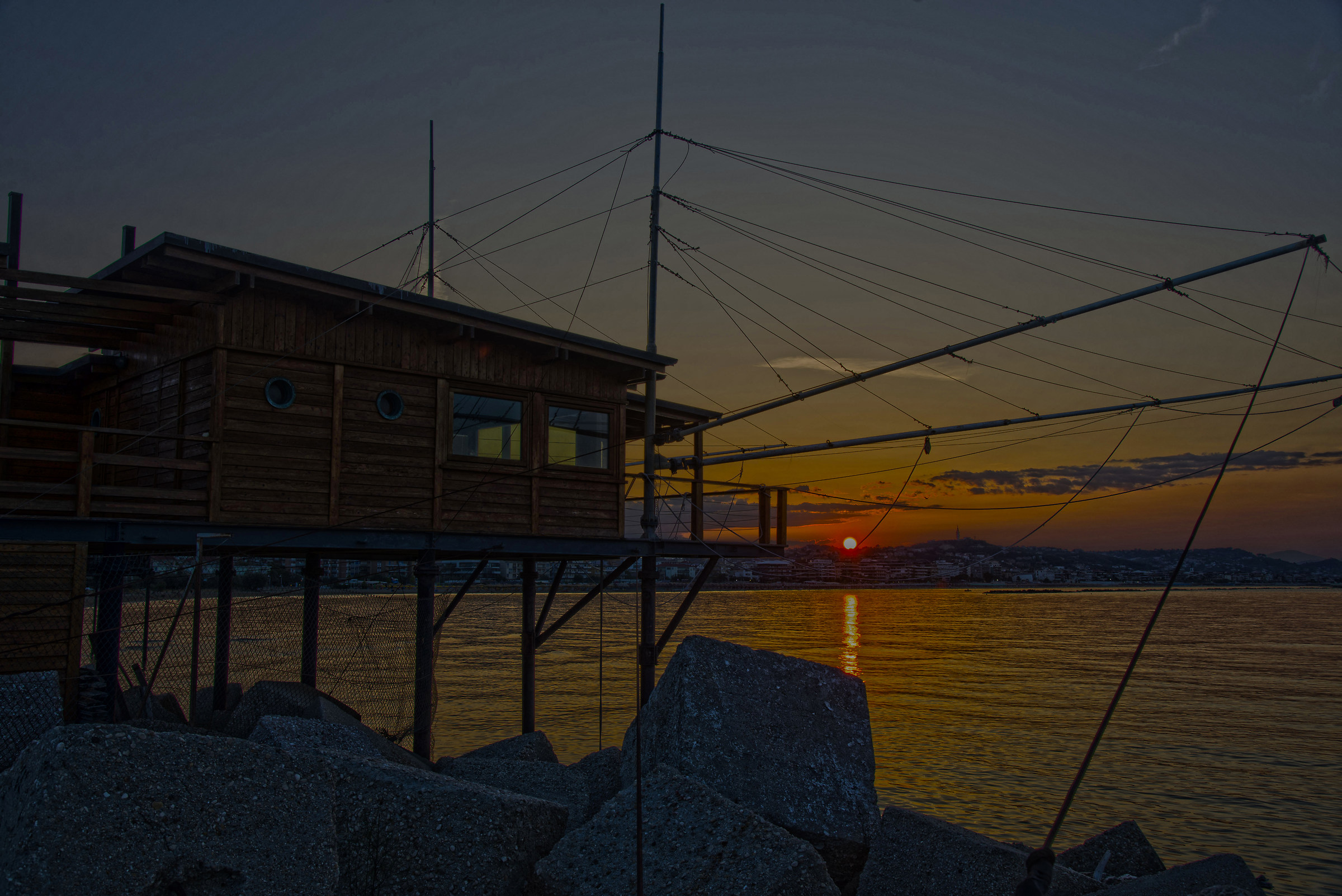 Pescara Trabocco at sunset