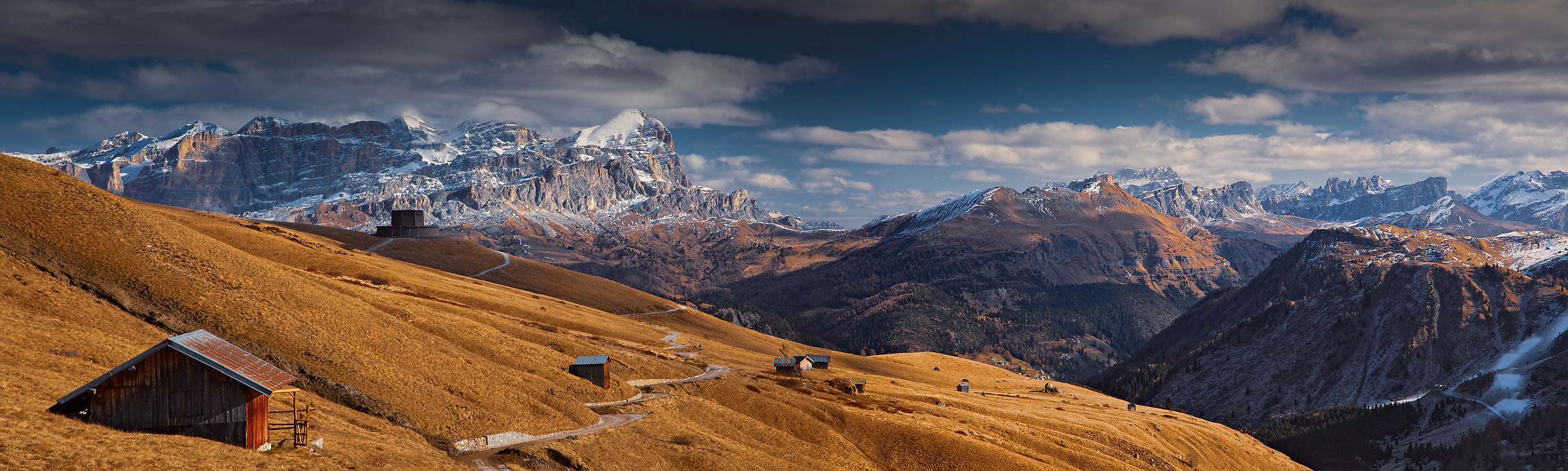 Panorama of the Belluno Dolomites from Passo pordoi