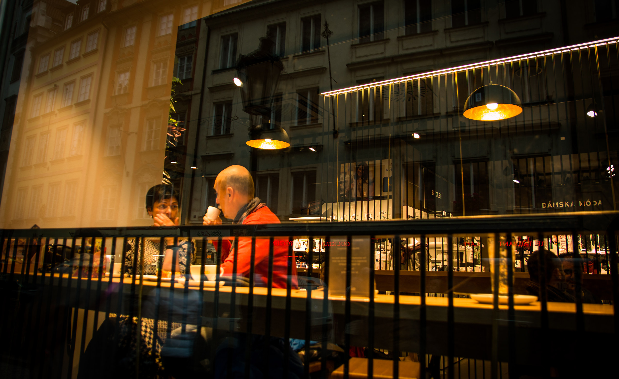 Lovers in a coffee shop