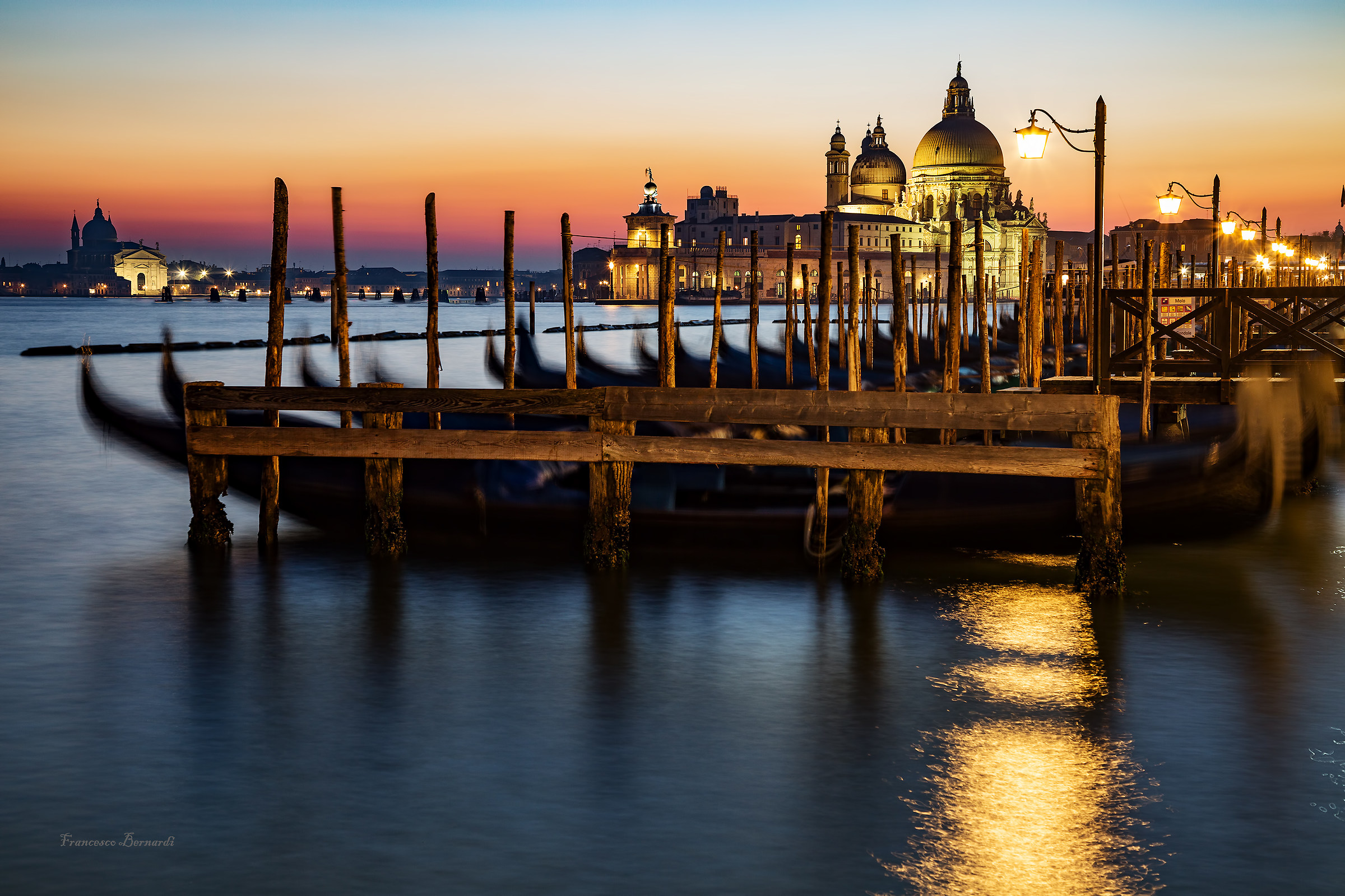 Venice at nightfall. Basilica of Santa Marta