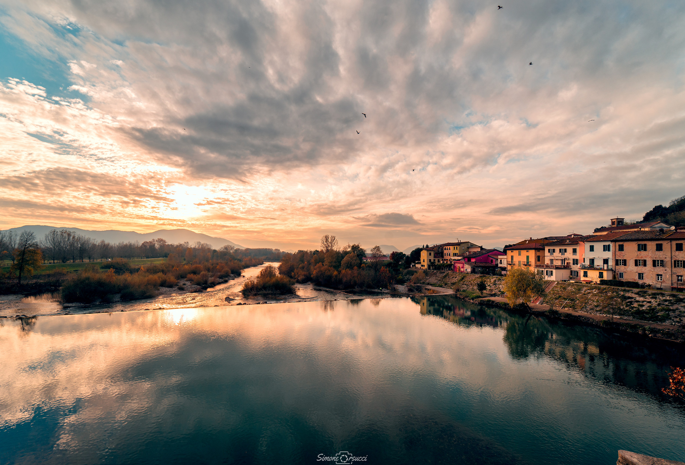 Sunset on the Serchio