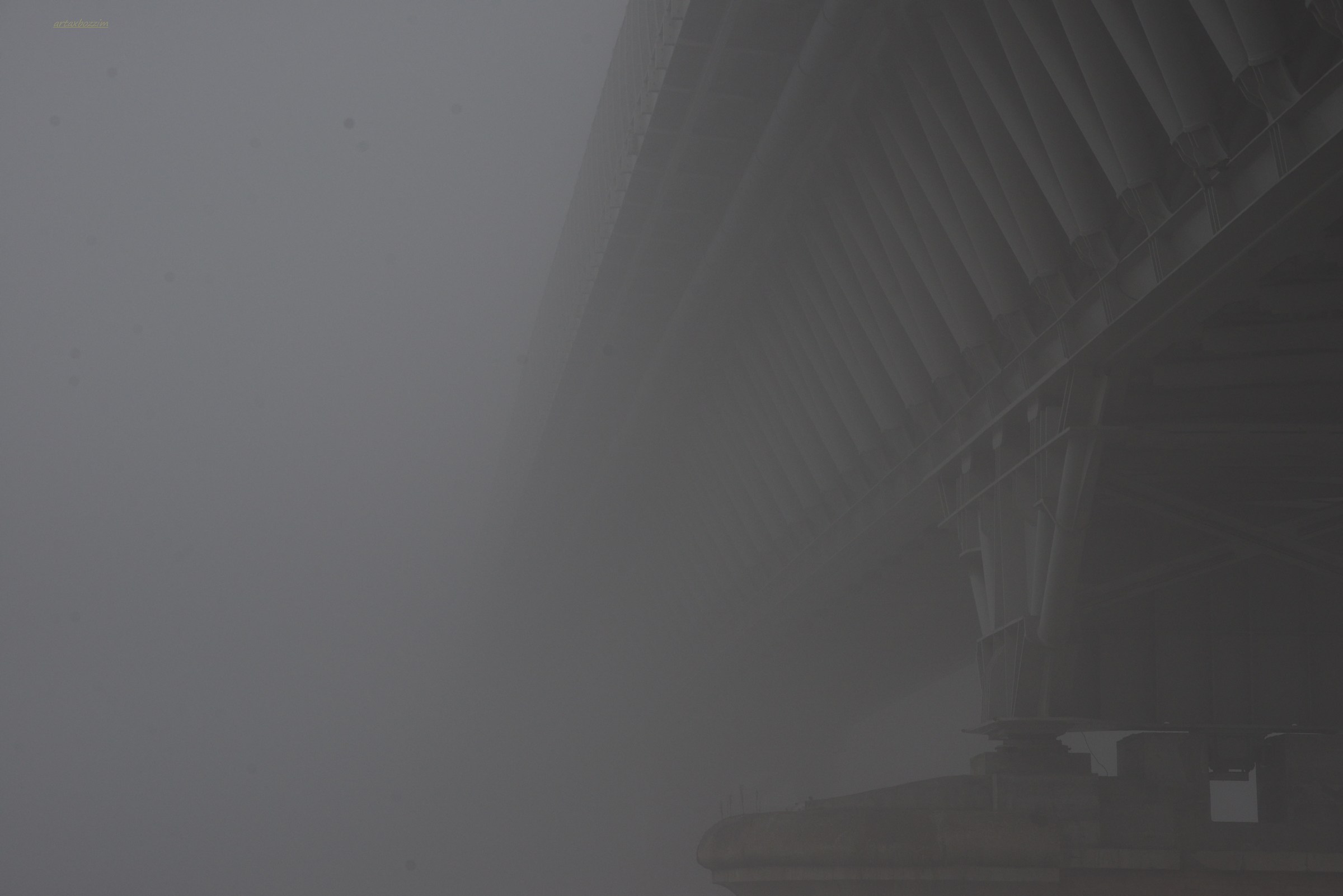The Po Bridge on a day full of fog