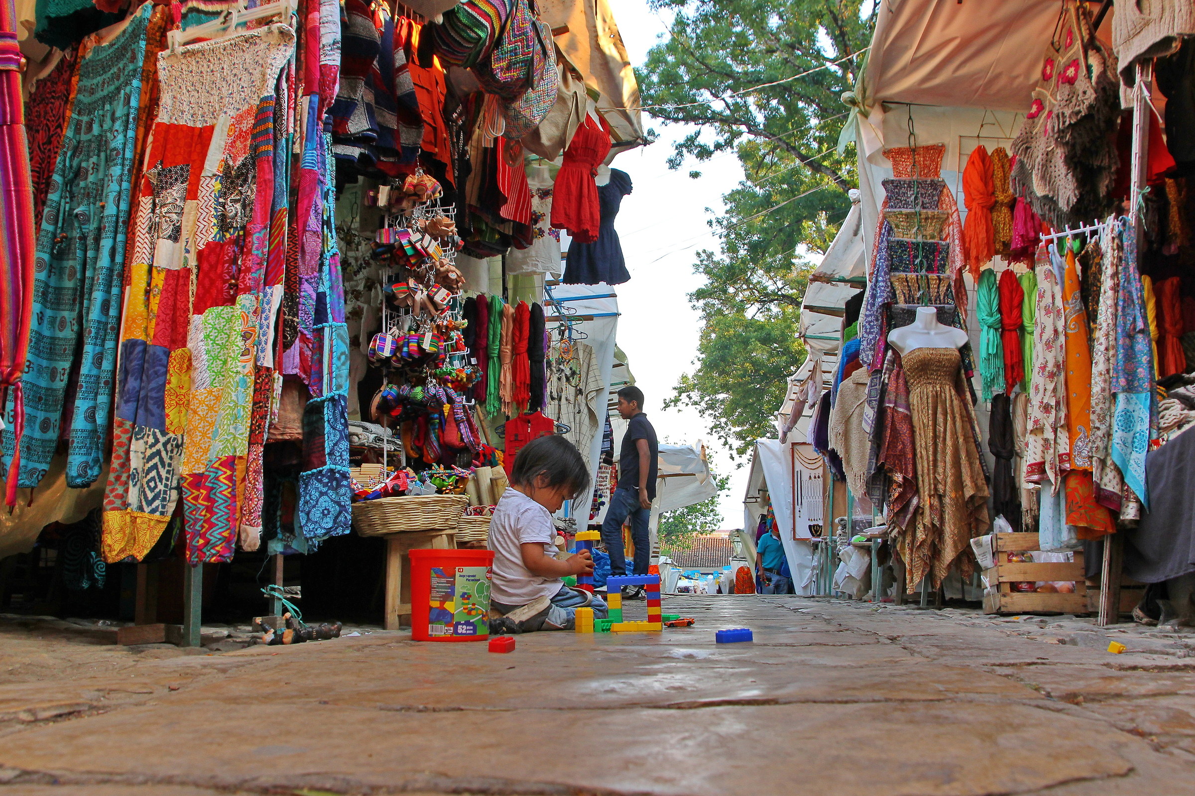 Playing at the market