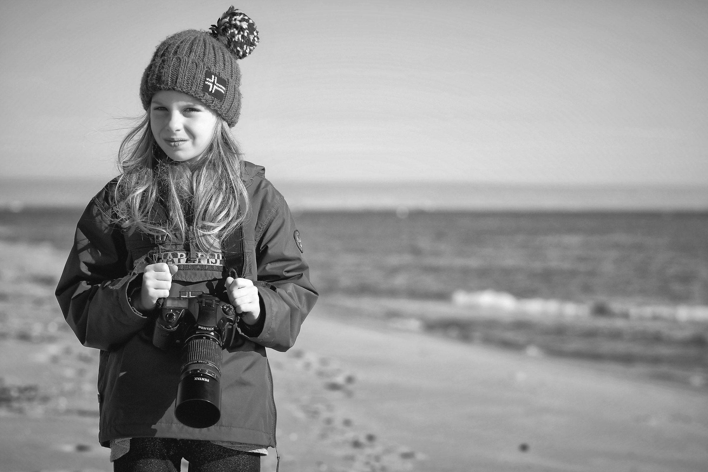 Young photographer at work