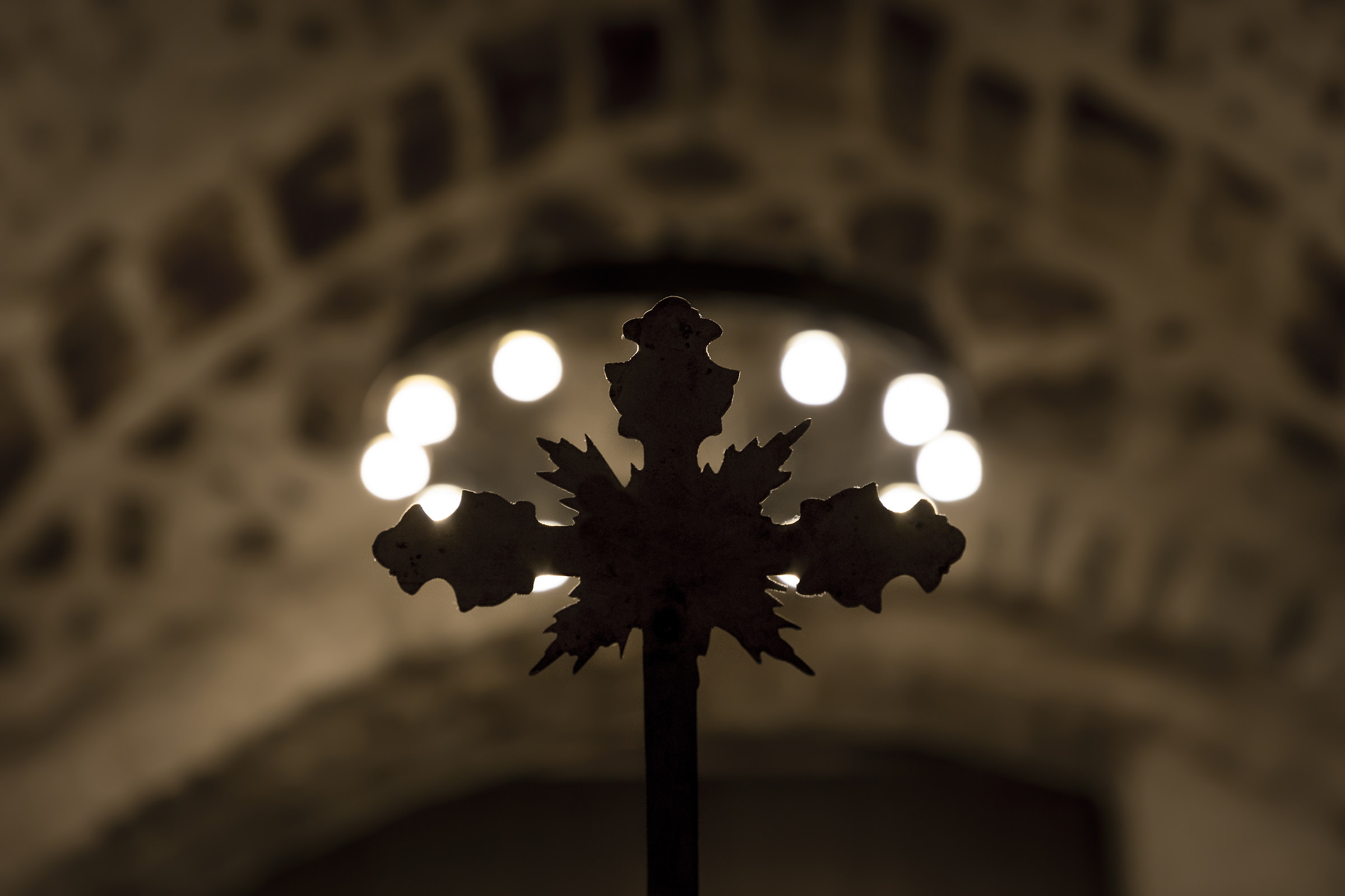 Jerusalem Cross and Lights Via Crucis to the historical mark...