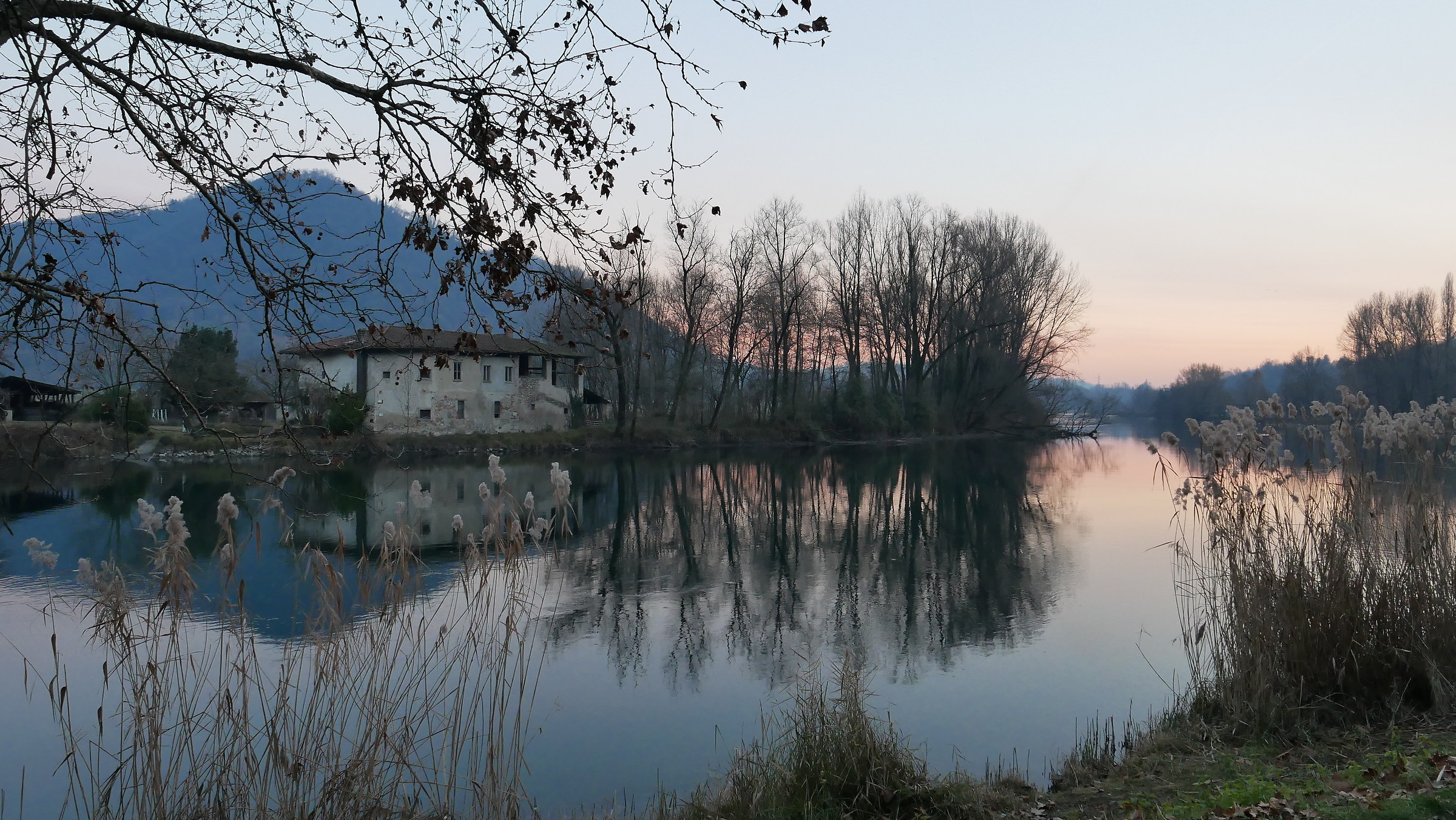 Cottage in the red sunset
